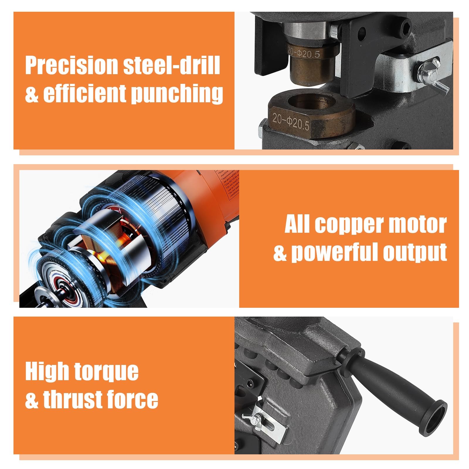 Heavy Duty Hydraulic Hole Puncher 1200W Electric Metal Punch Machine, 110V, 1/4″