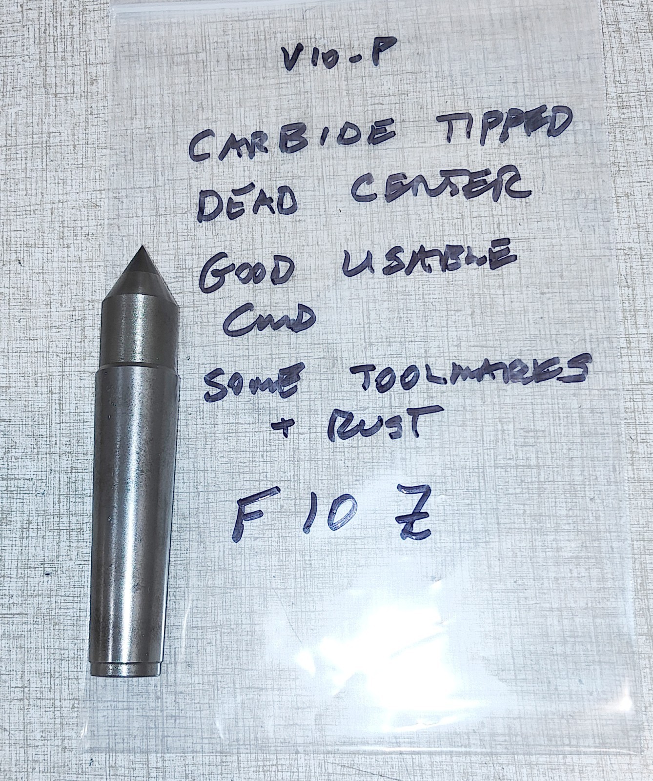 Carbide Tipped MT3 Dead Center used w/ Emco Maximat V10-P Lathe F10Z