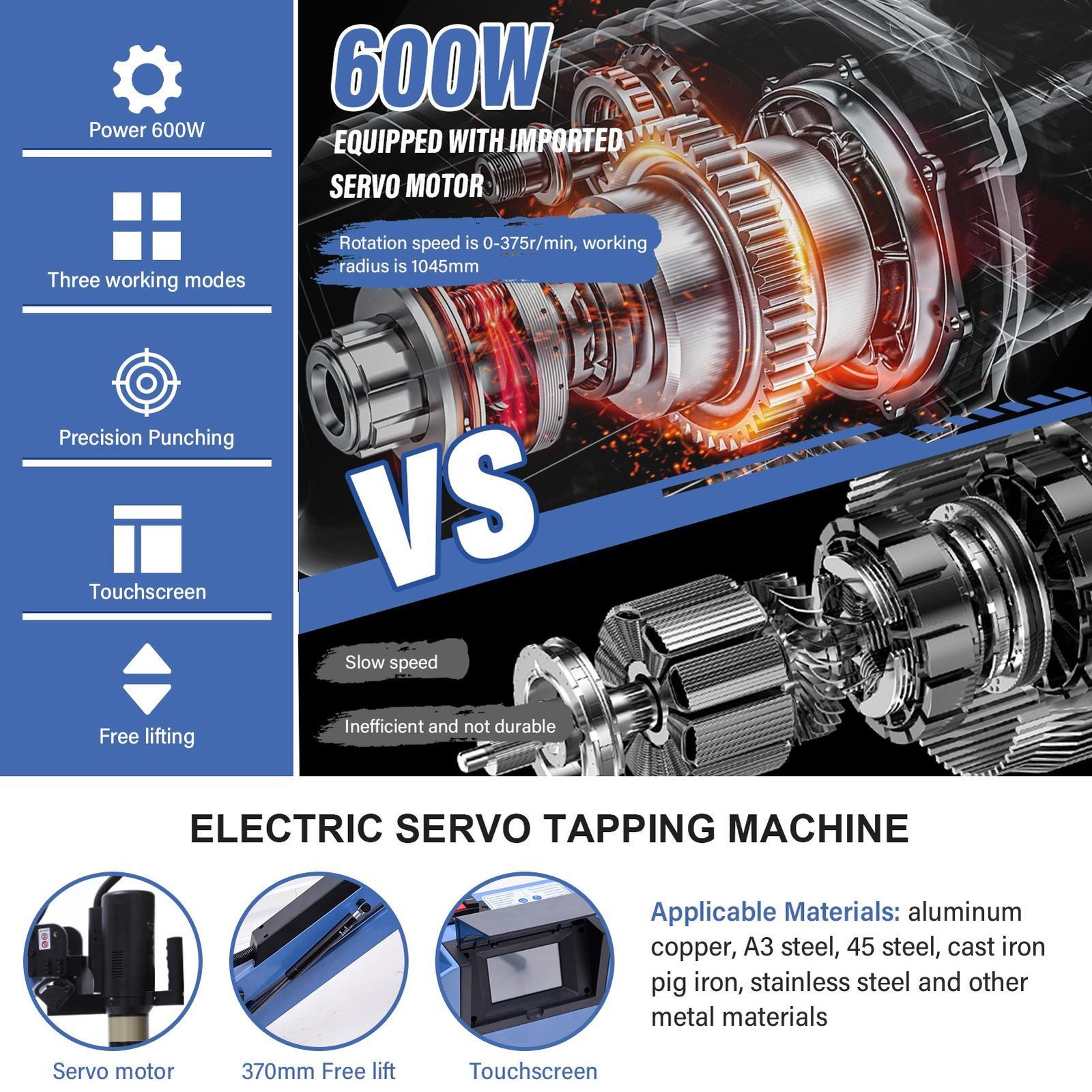 M3-M16 High Speed Electric Tappier Servo Touch Screen Tapping Machine