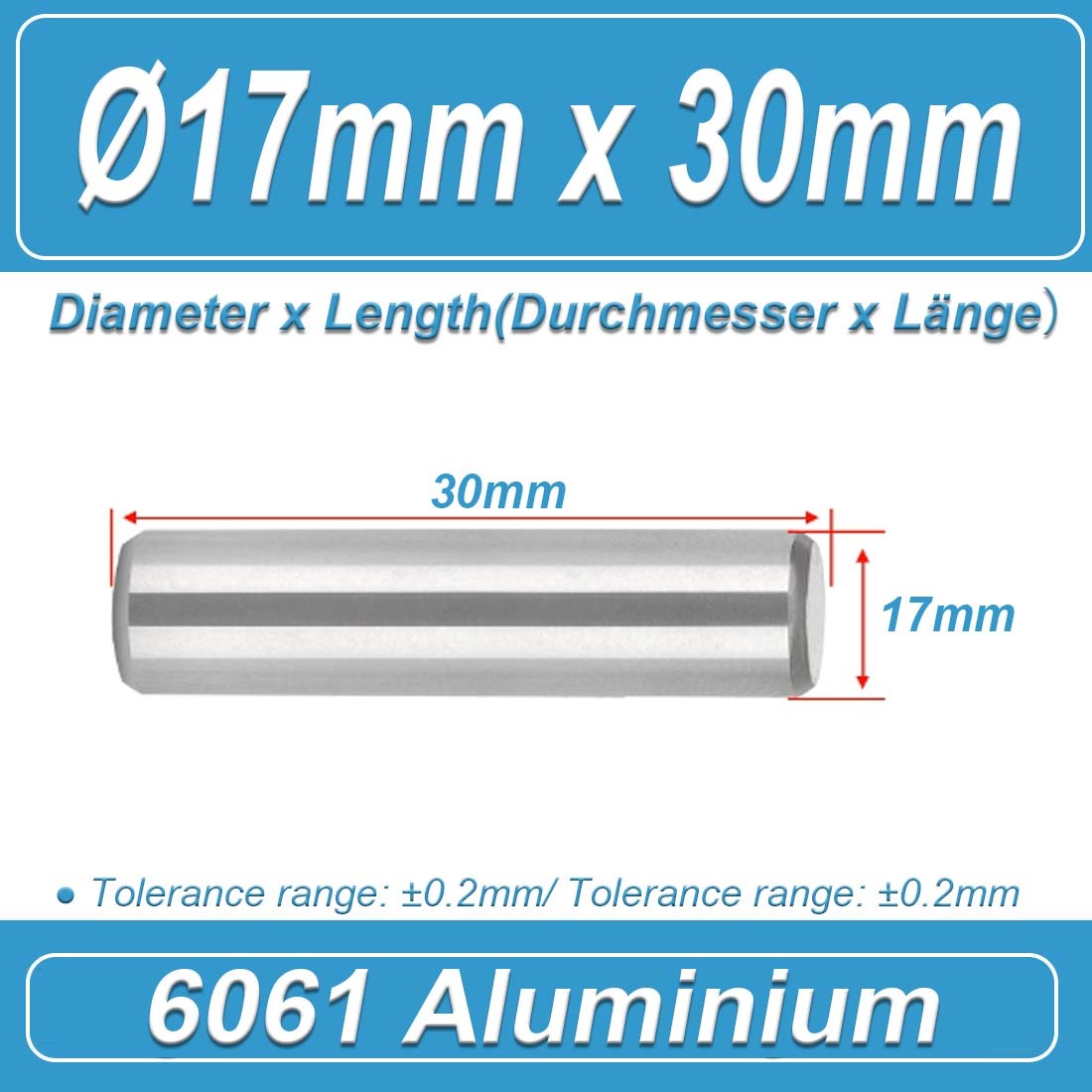 6061 Aluminium Round Bar Rod Diameter 2mm~55mm Solid Connector Stand Support