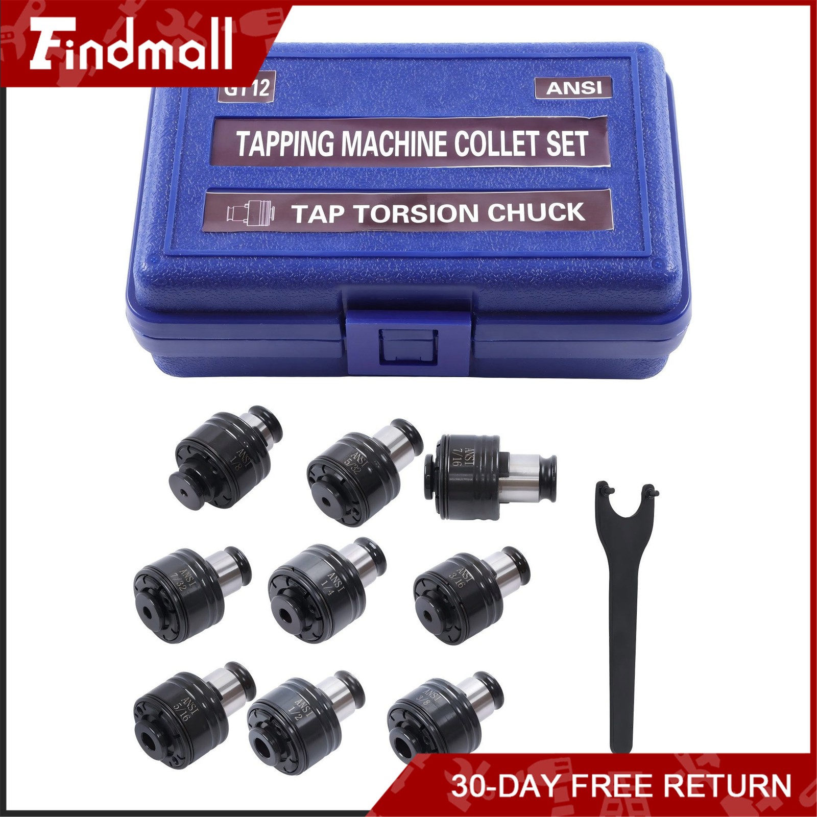 Findmall GT12 Tapping Collet Set 9Pcs 1/8″-1/2″ for Tapping Chuck