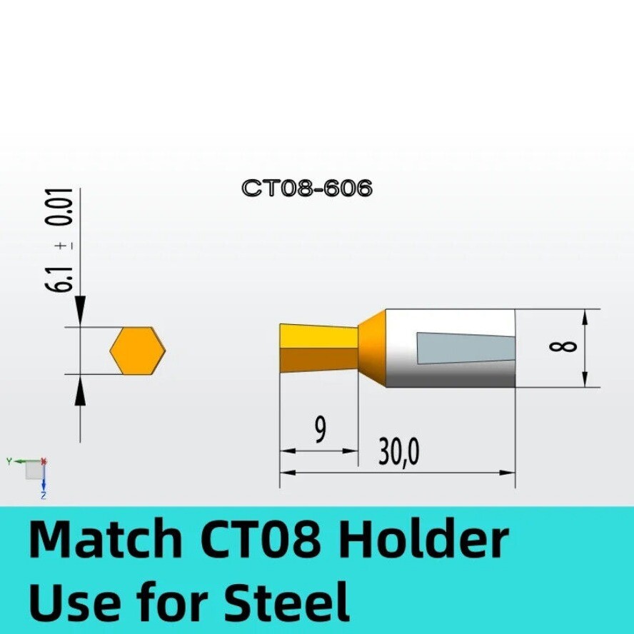 CT08 HSSTin Rotary Broach Punching Cutter Tool 8mm Shank Inner Hexagon for Steel