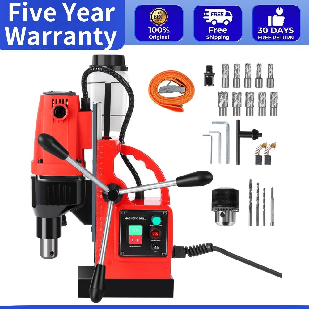 1400W 810 RPM Magnetic Drill Press 110V 2″ Boring Diameter Drill Bits Portable