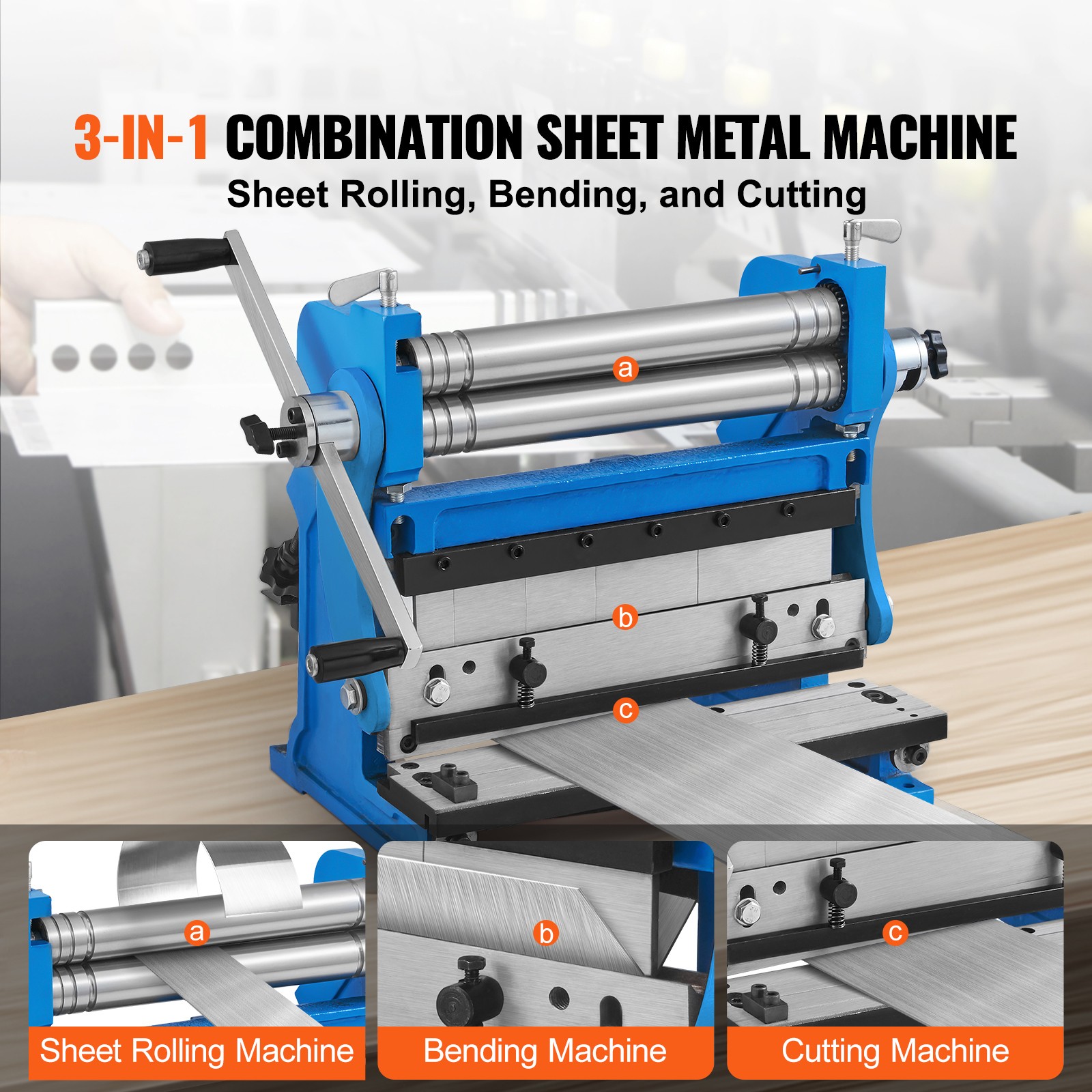 VEVOR 12-In Sheet Metal Shear 3-In-1 Combination Shear Brake Roll Machine 20 GA