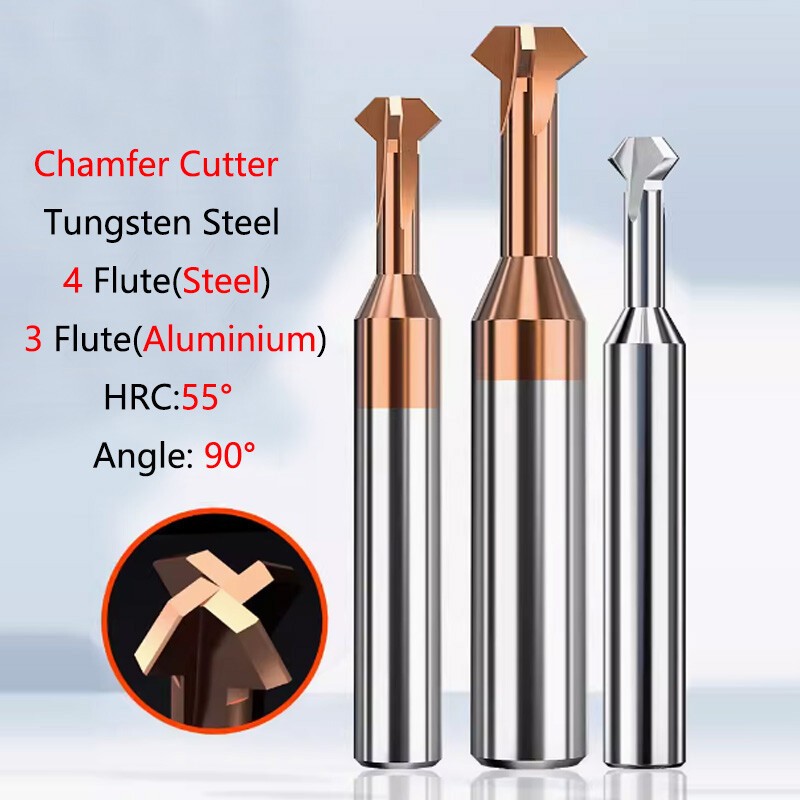 Carbide Chamfer Cutter Deburrer Double Angle End Mill Ø3-12mm 3/4 Flute Milling