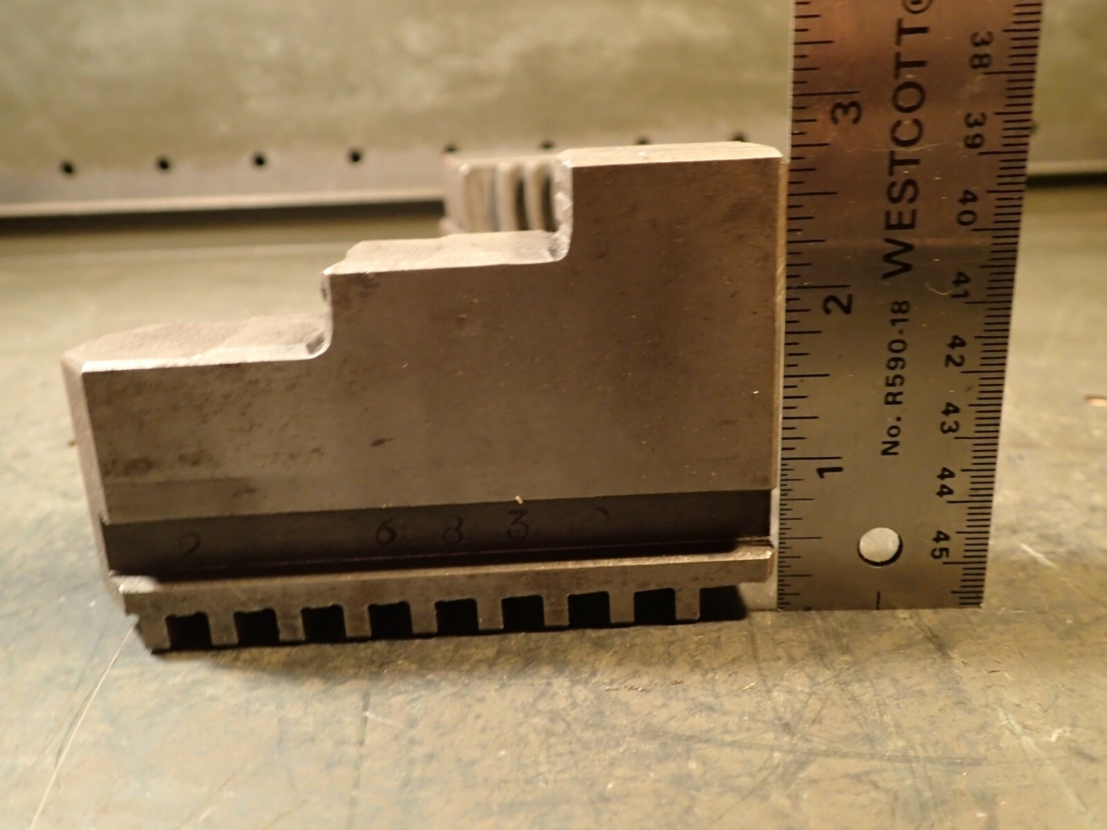 3-Piece Set Lathe Scroll Chuck Steel Step Jaws: 1-1/16″ Wide, 4-1/8″ Long, Used