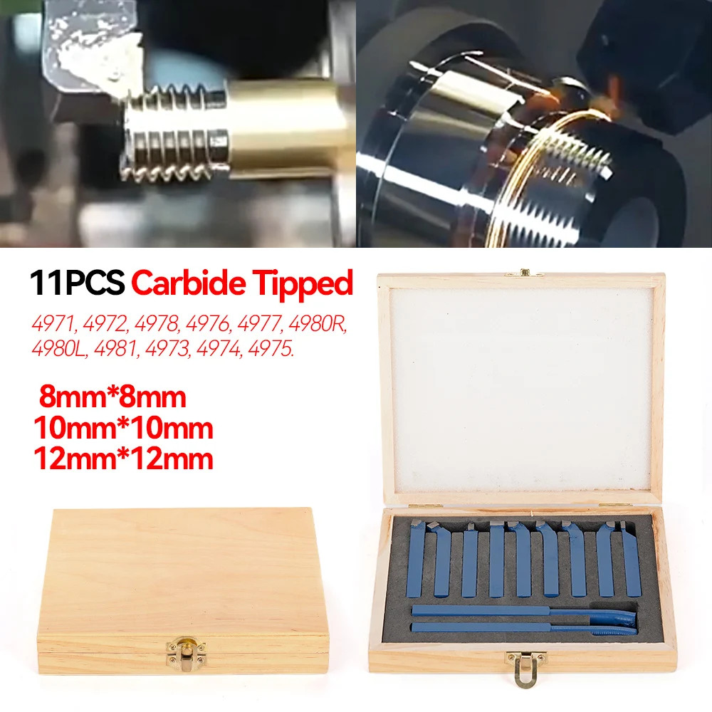 11Pcs P30 Carbide Lathe Tool Set 8/10/12mm Turning Boring Thread Bits Metal Cut