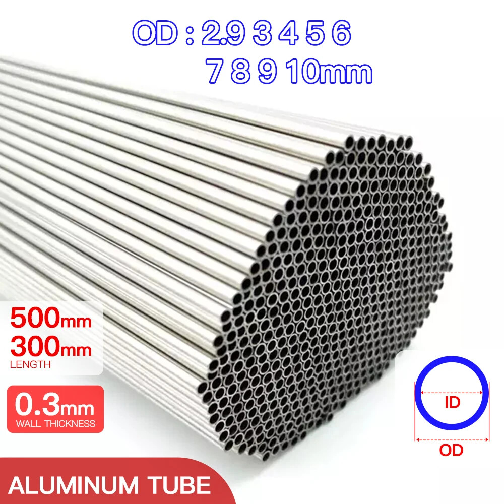 Aluminum Alloy Tube 0.3mm Thickness 1.1-10mm OD Straight 300 500mm Pipe Round