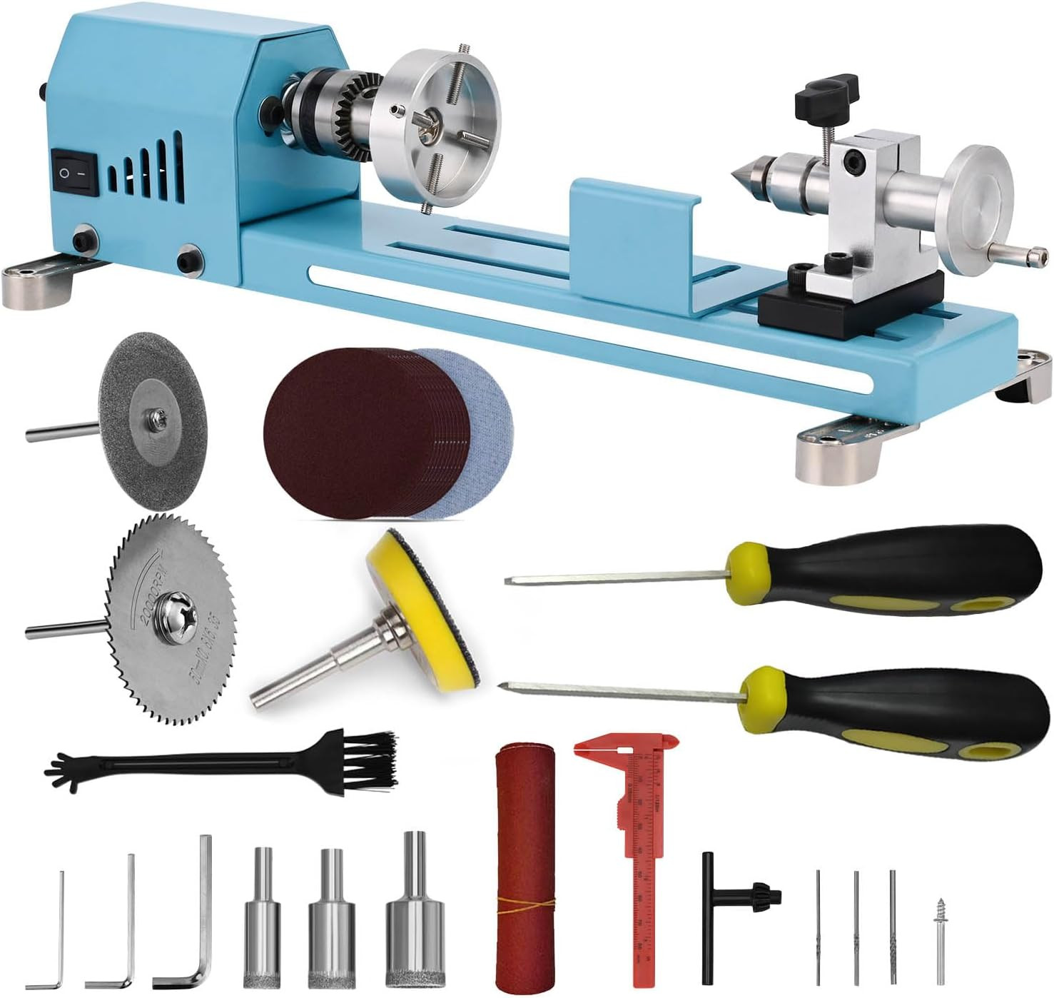 Versatile Mini Lathe Machine for Wood & Metal – Easy to Use with Tools