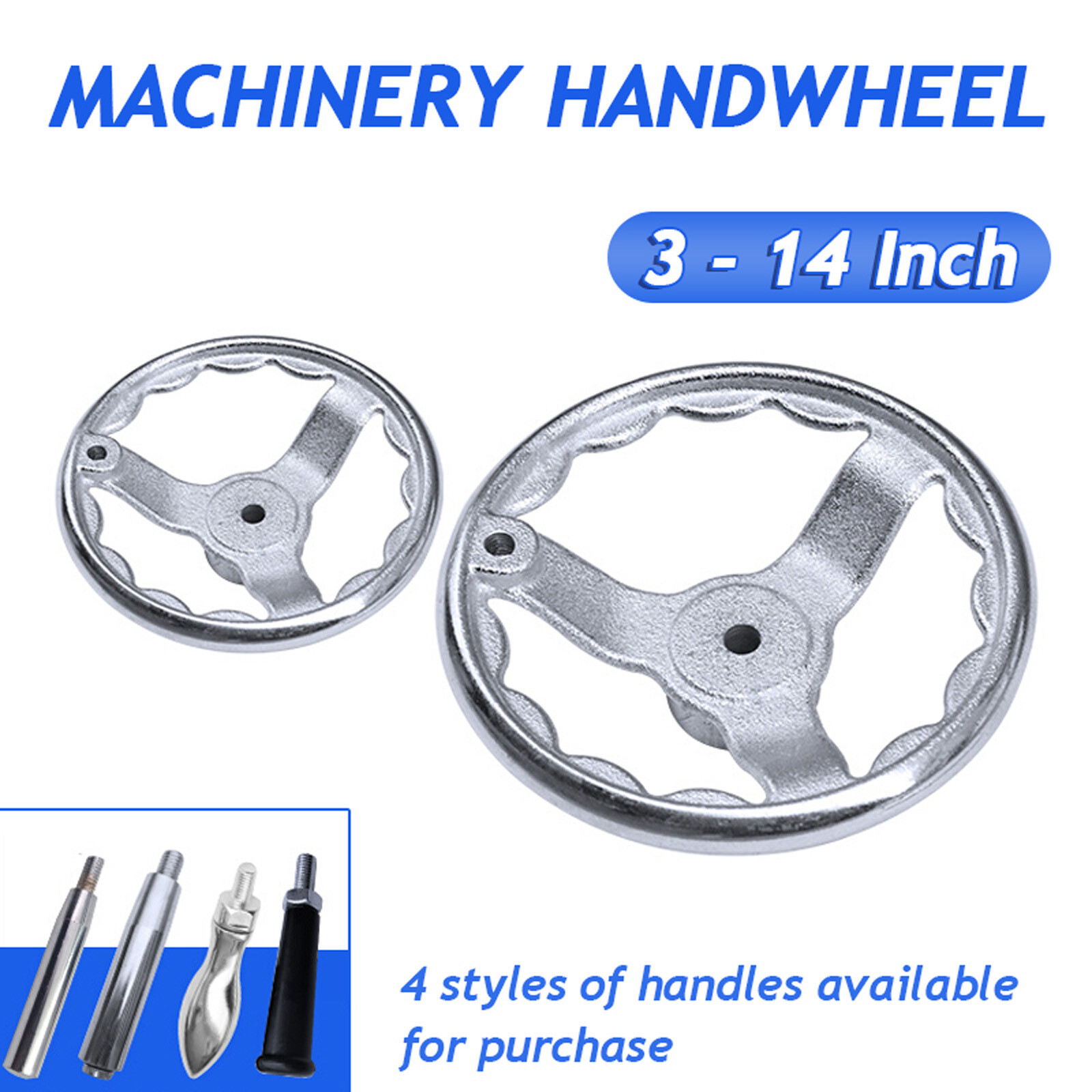3″ – 14″ Metal Machinery Handwheel 3-spoke Hand Wheel Chrome Plated for Milling