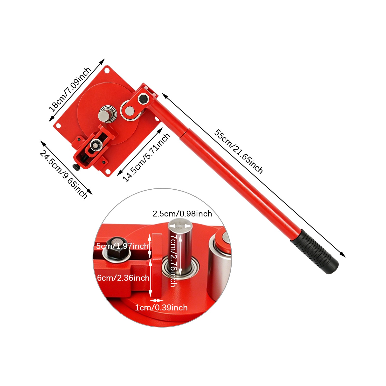 Manual Rebar Bender, Heavy-Duty Rebar Bending Tool, Rod Bar Bender w/ 7 Bearings