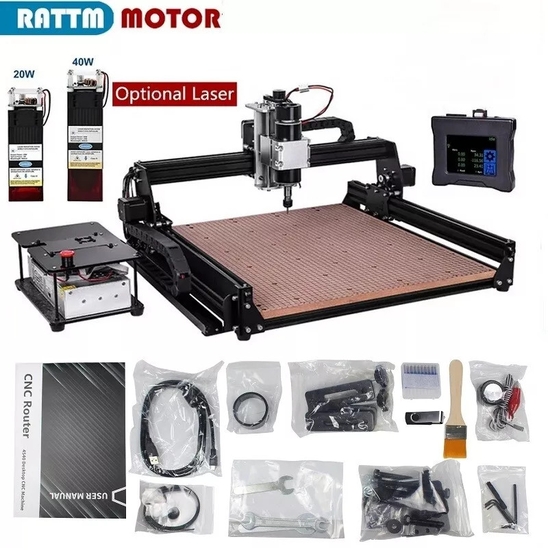 MDF Table CNC 4540 Router 500W Engraver Machine+20W/40W Laser+Offline controlle