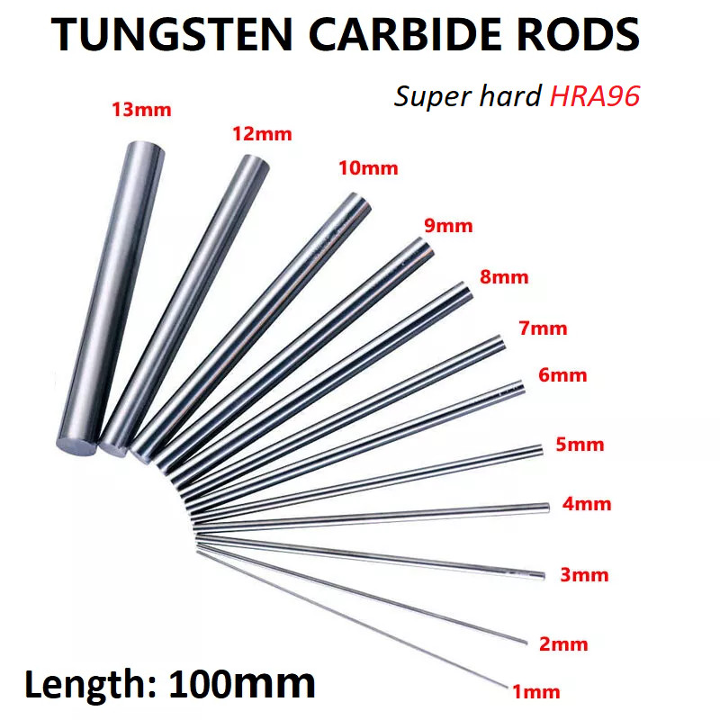Solid Carbide Rod ∅ 1mm – 13mm Carbide Steel Round Rod HRA96 YG8 Length: 100mm