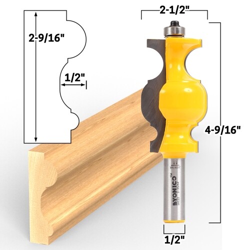2-9/16″ Chair Rail Molding Router Bit – 1/2″ Shank – Yonico 18122