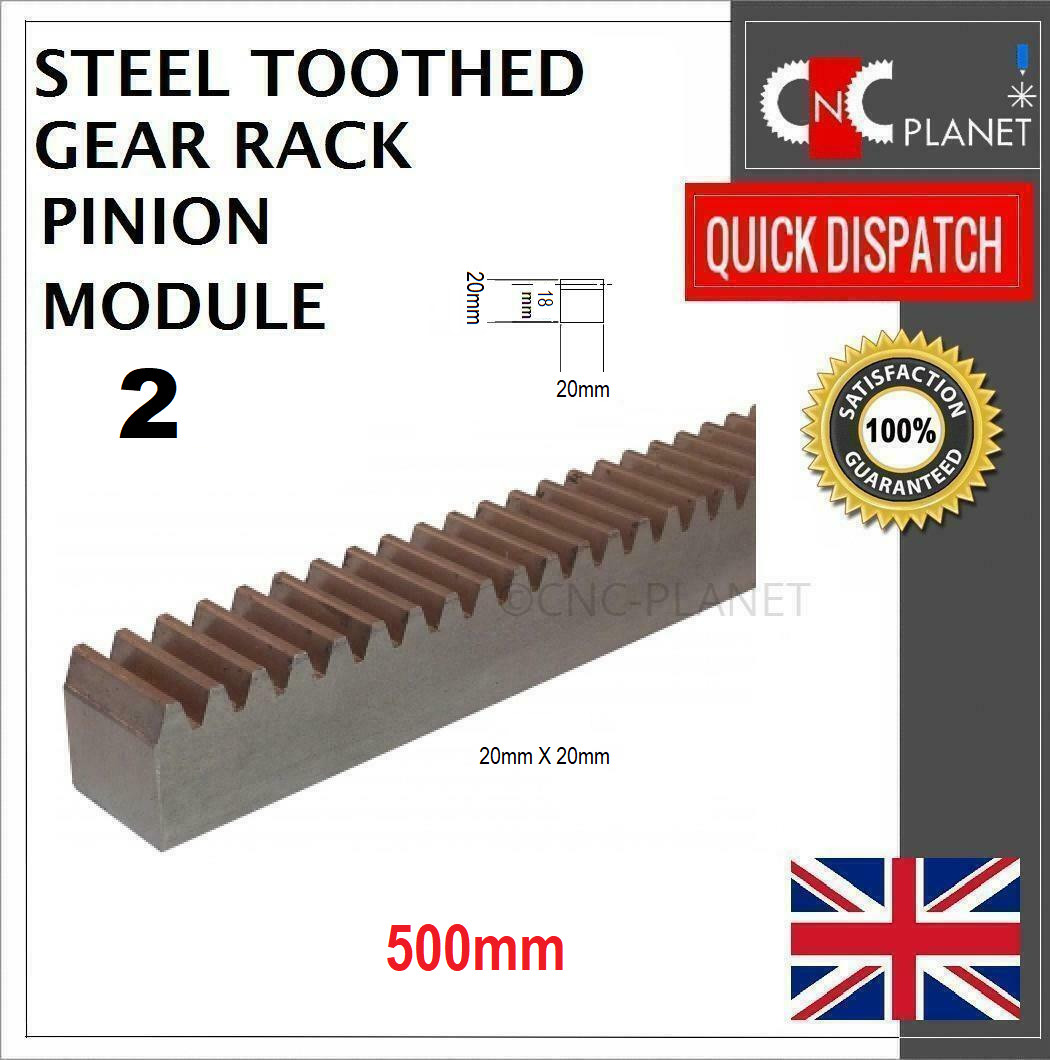 MODULE 2 20X20mm STEEL TOOTH GEAR RACK PINION CNC PLASMA ROUTER 500 1000 2000 UK
