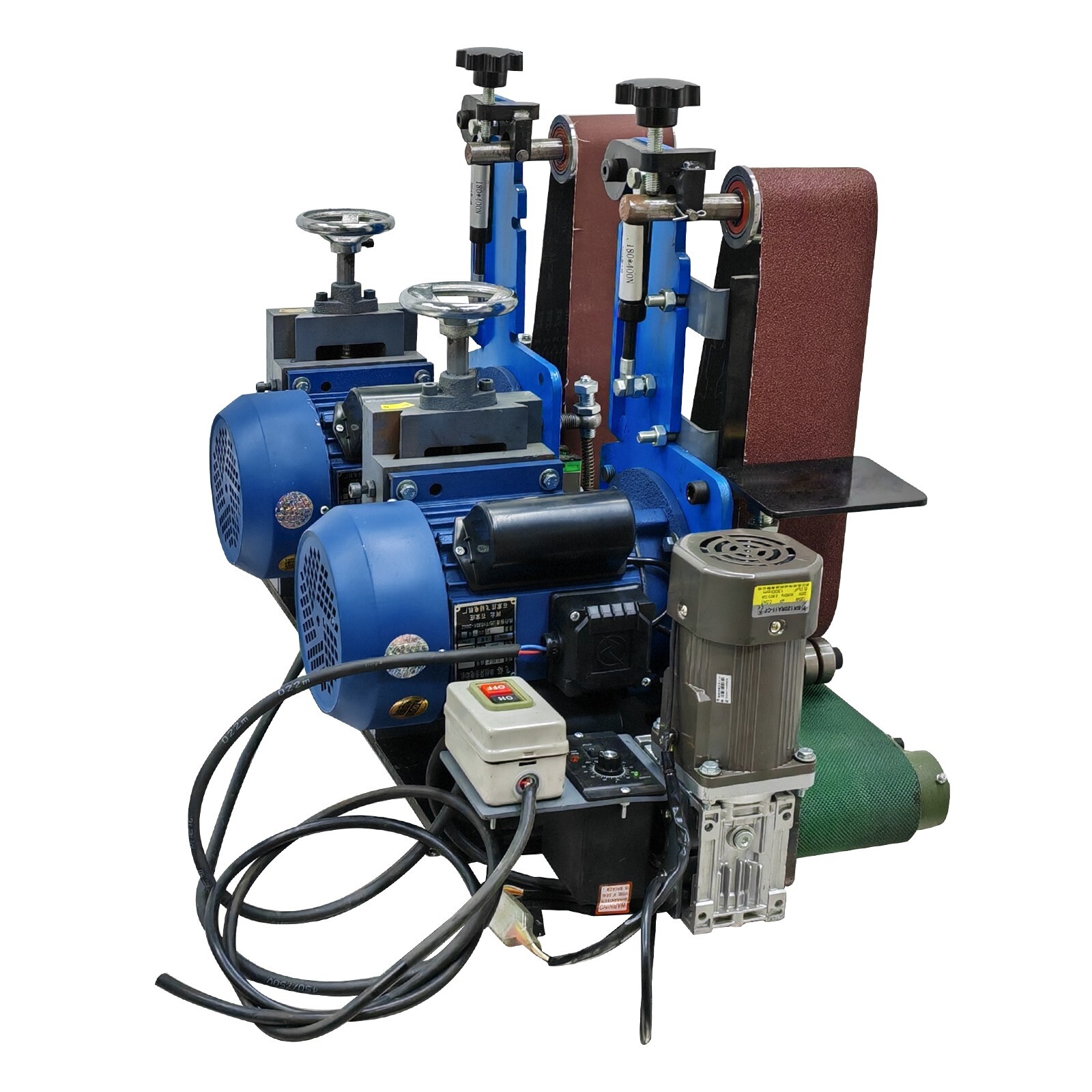 Two stations Surface Belt Sander Polishing Rust Drawing Deburring Machine 220V