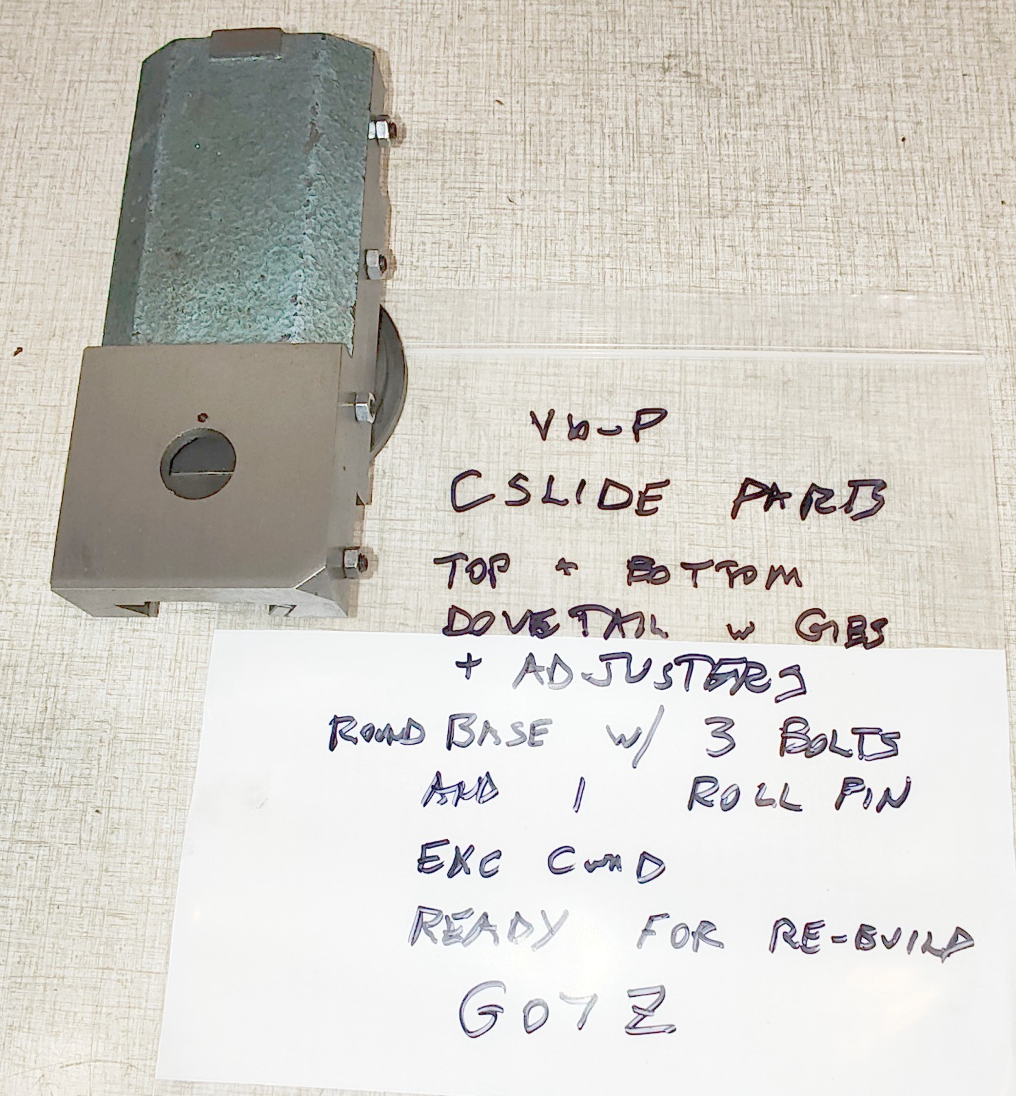 Emco Maximat V10-P Lathe Compound Slide Parts: Dovetail Iron for Rebuild G07Z