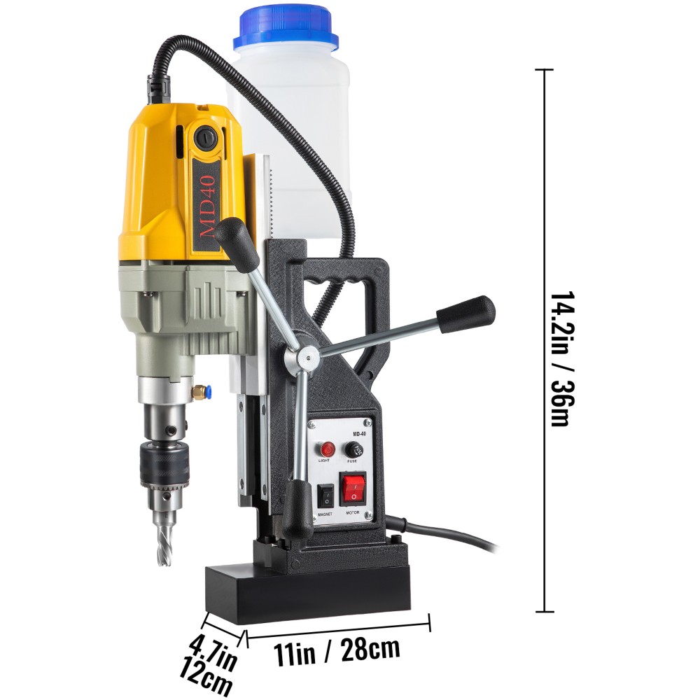 Magnetic Drill 1100W 1.57 Inch Boring Diameter 2697 lbf Portable Electric Mag