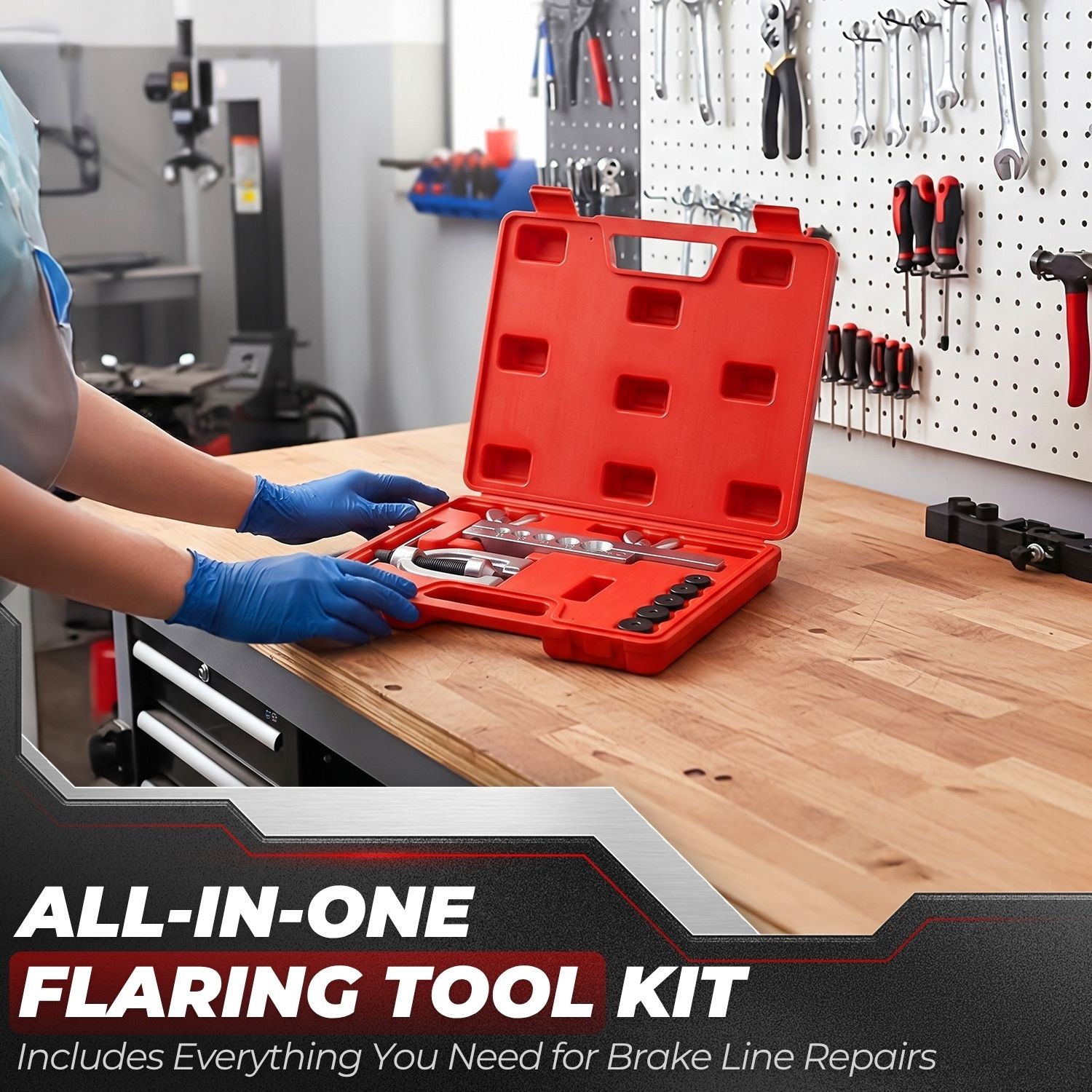 SAE 45 Degree Double Flare Brake Line Flaring Tool Kit 3/16, 1/4, 5/16, 3/8, 1/2