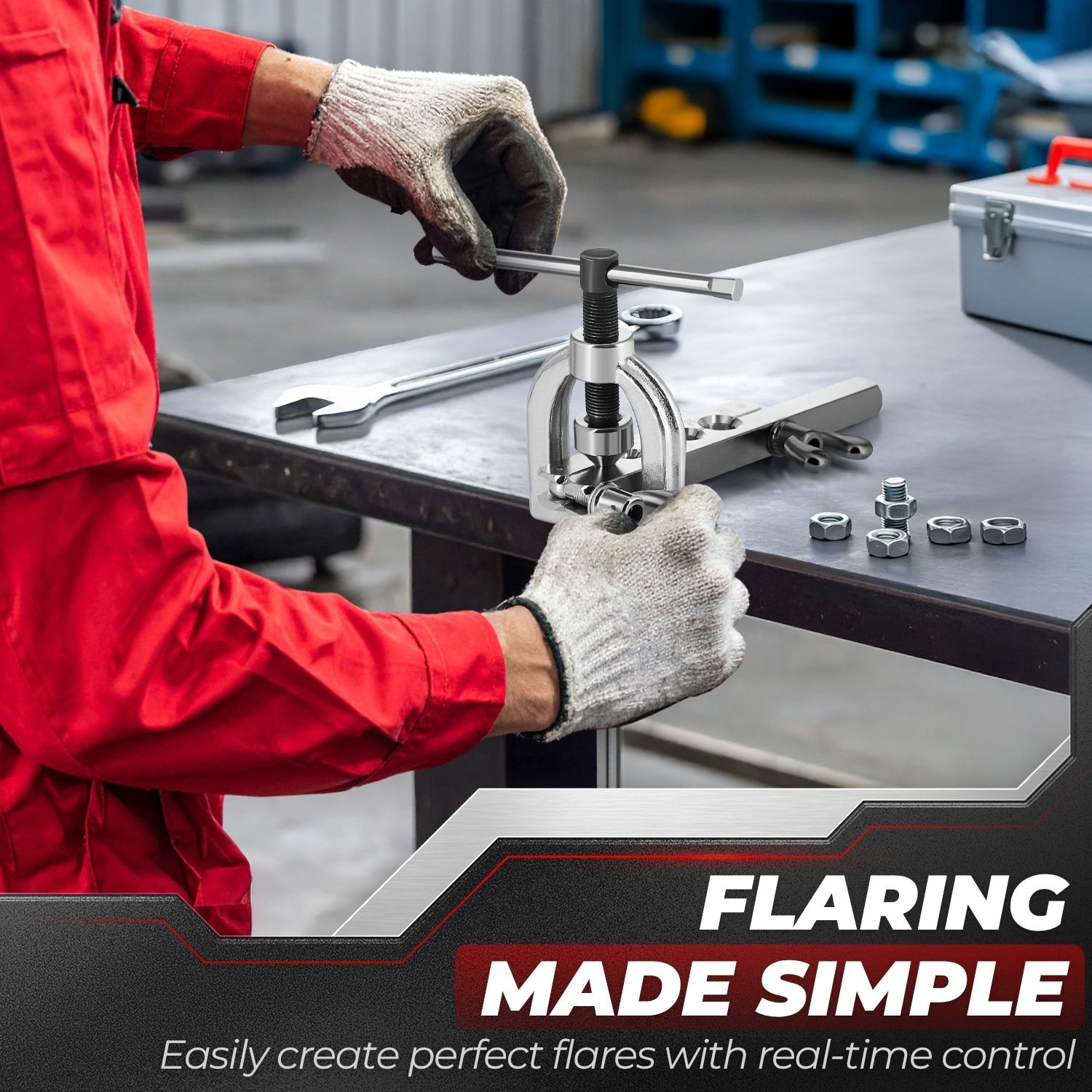 SAE 45 Degree Double Flare Brake Line Flaring Tool Kit 3/16, 1/4, 5/16, 3/8, 1/2