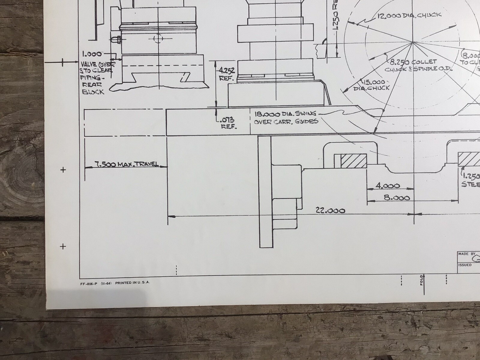 GE Engineering Drawings 1966, 22”x34”, Lathe Square Turret Lathe Tooling, Poster