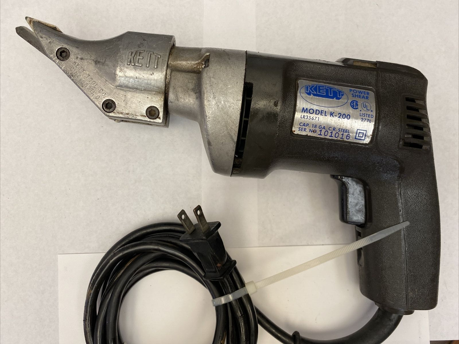 Kett Power Shear Model K-200 LR35671 Cuts 18 GA. C.R. Steel.