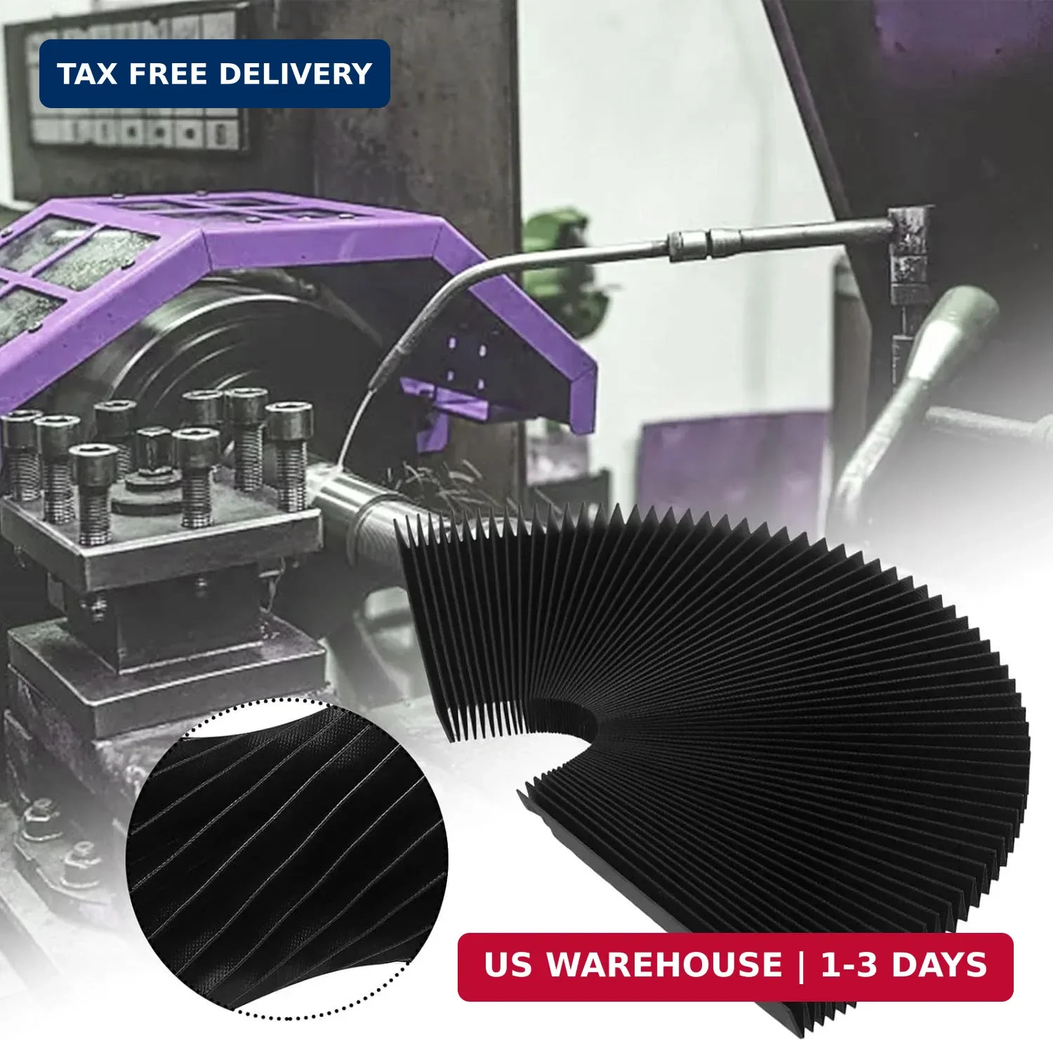150mm Black Flexible Milling Machine Bellows Cover Dust Proof Tool