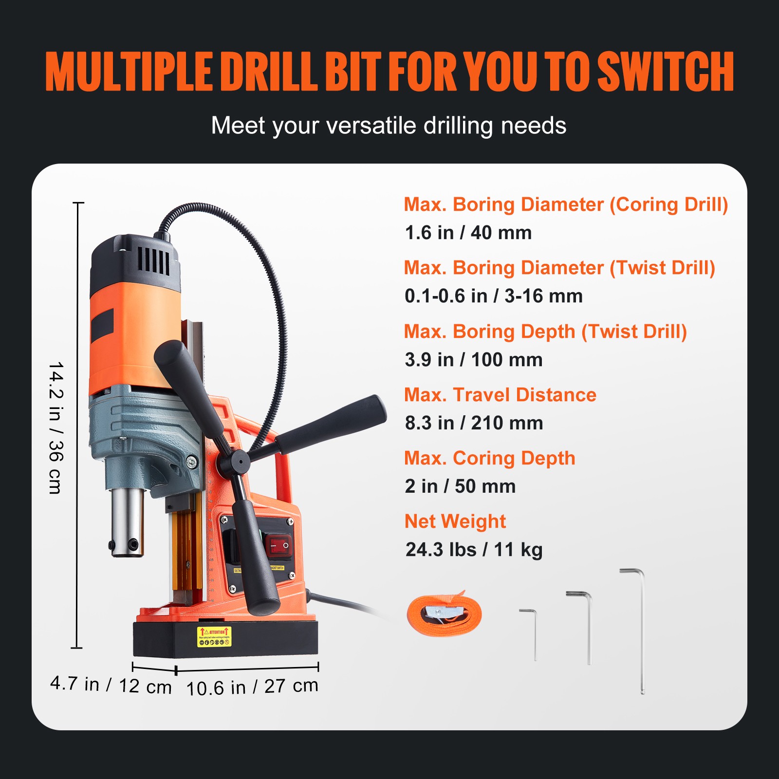 Uimoso Magnetic Drill 1300W 2922lbf/13000N Portable Mag Drill Press 810RPM