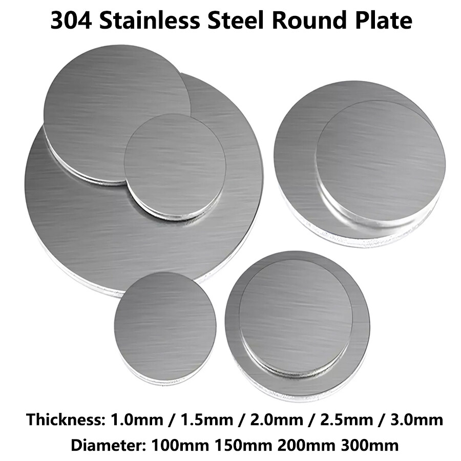 304 Stainless Steel Sheet Disc Brushed Round Steel Plate Diameter 100mm – 300mm