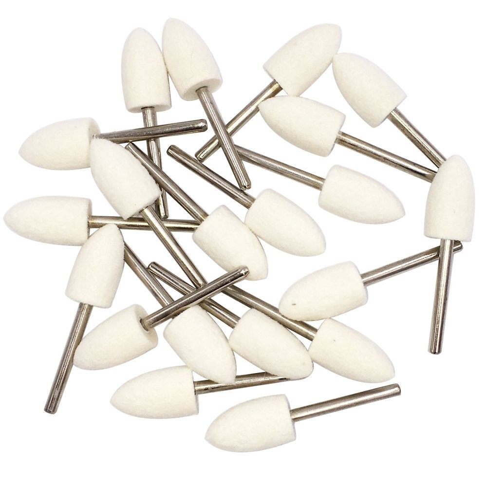 20 Pcs Buffing Wheel Polishing Bits Wool Felt Cone Shape Bits 1/8 Inch Shank