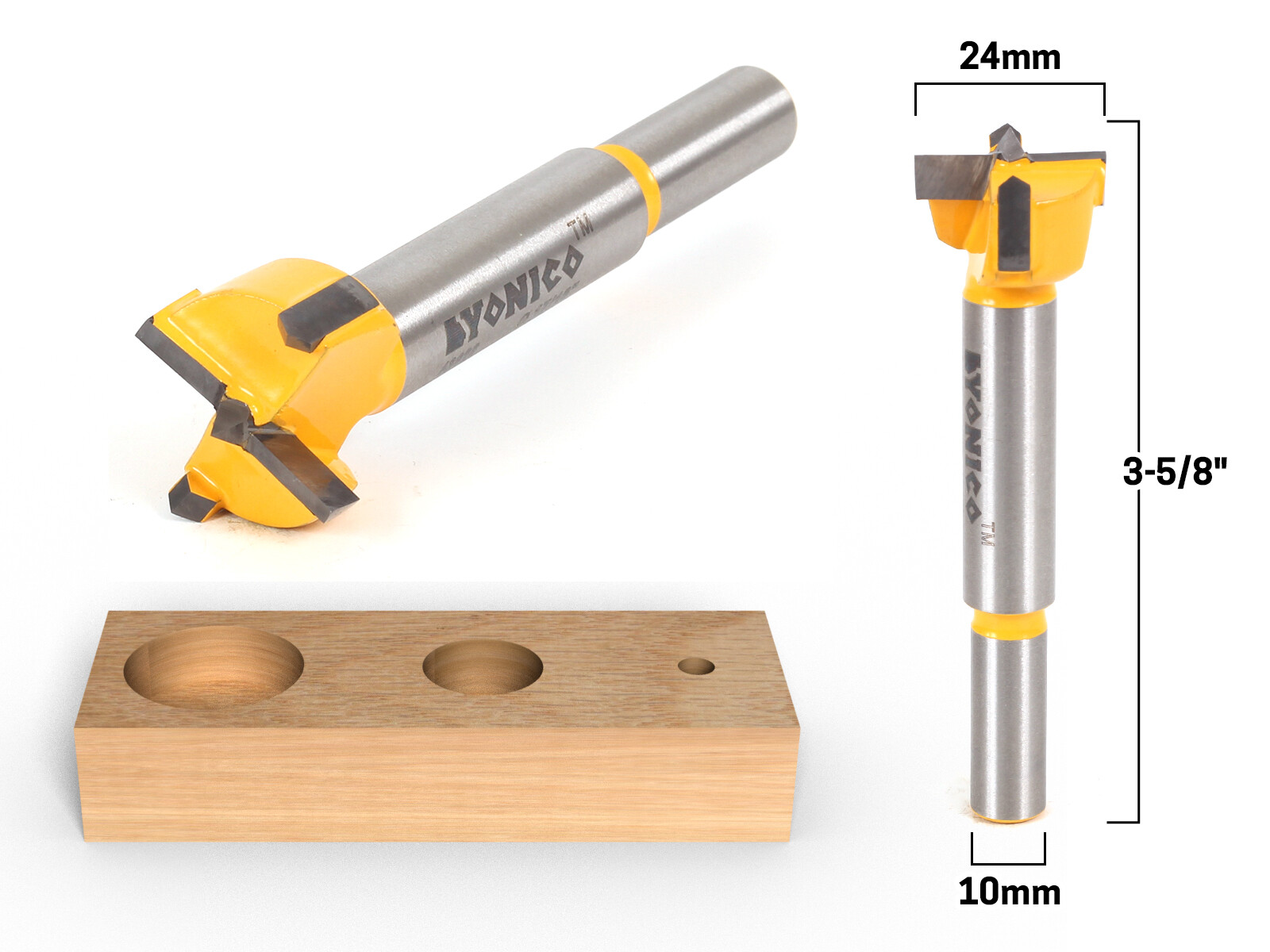 24mm Diameter Carbide Forstner Drill Bit – 10mm Shank – Yonico 43026C
