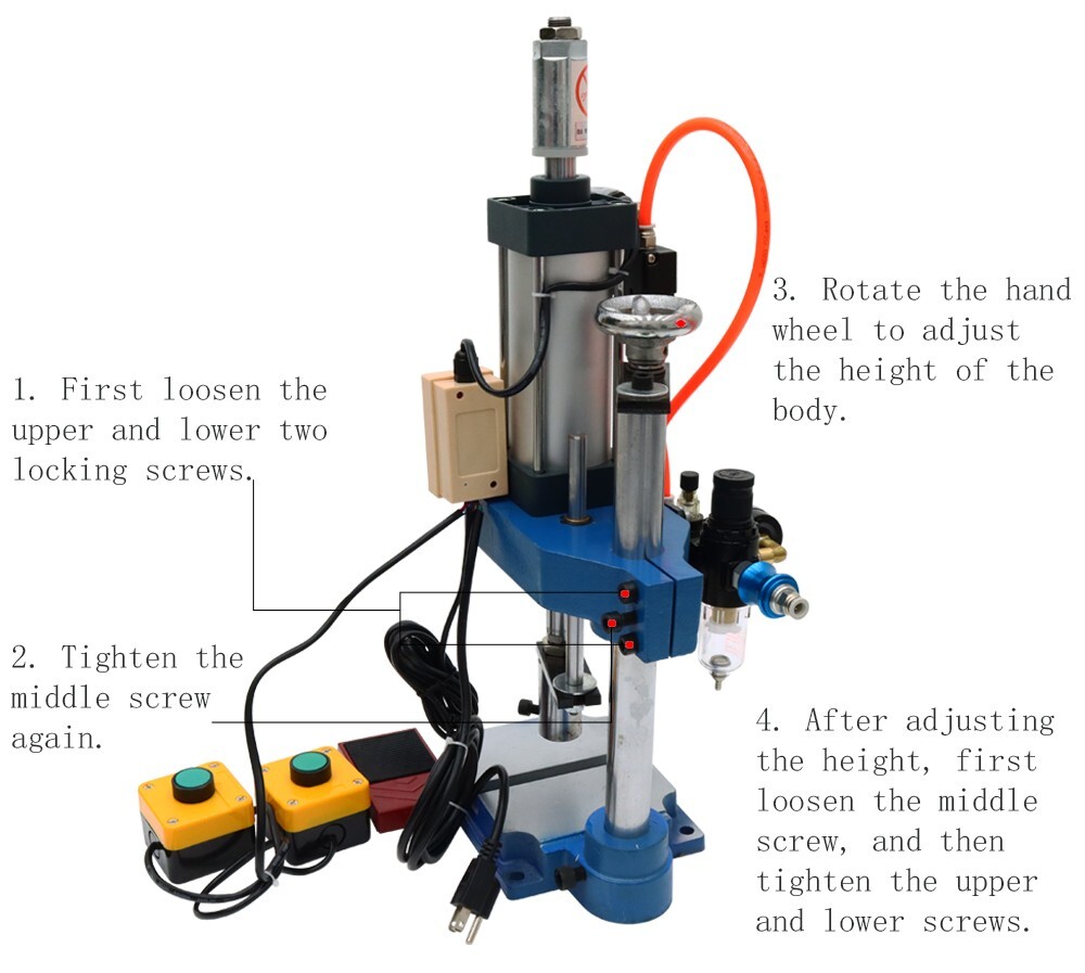 440lb/200kg Pneumatic Punch Machine for Metal Hole 2″-4″ Stroke Press Equipment