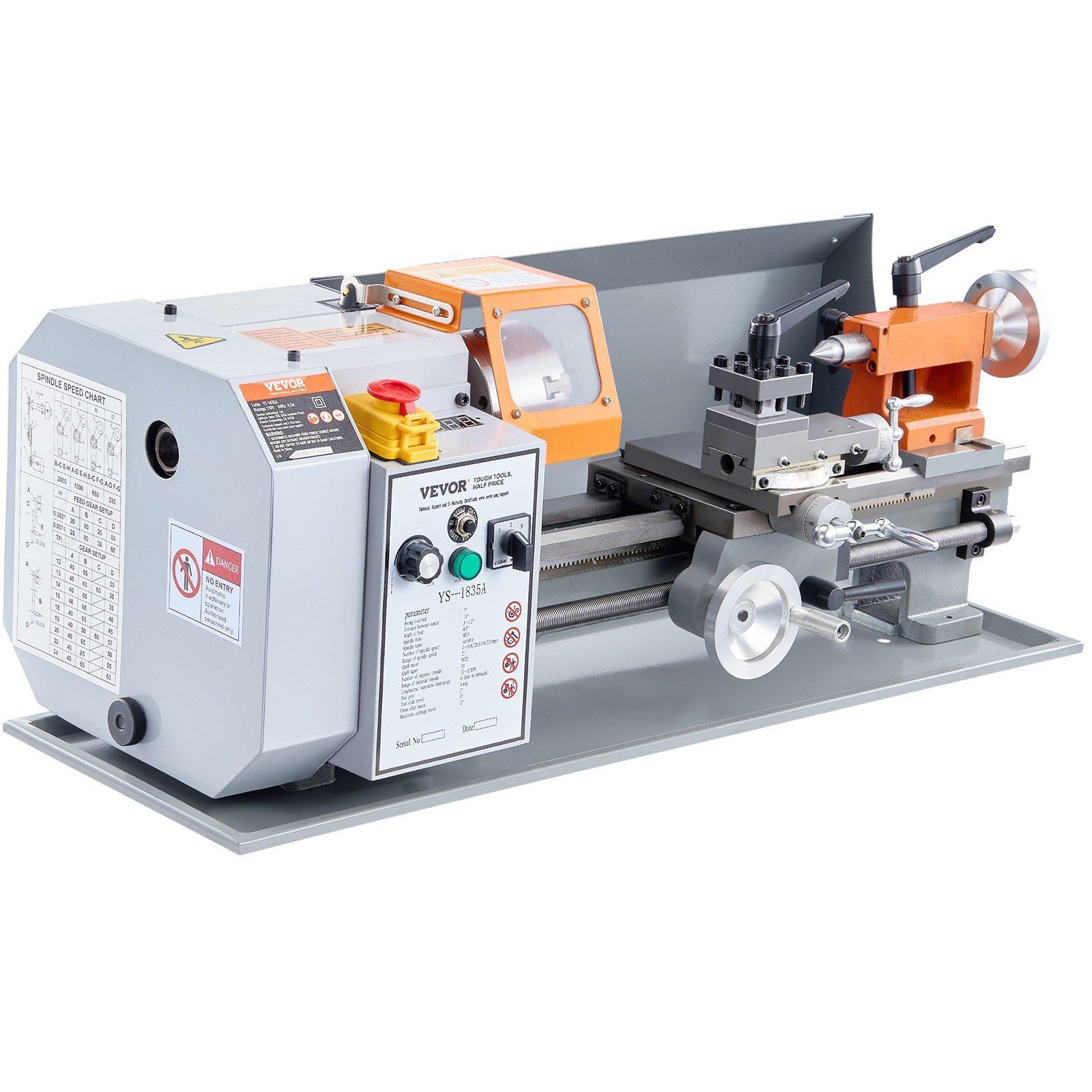 7×13.78in 0-2200RPM 500W Metal Lathe Machine with Metal Gears & Tool Box