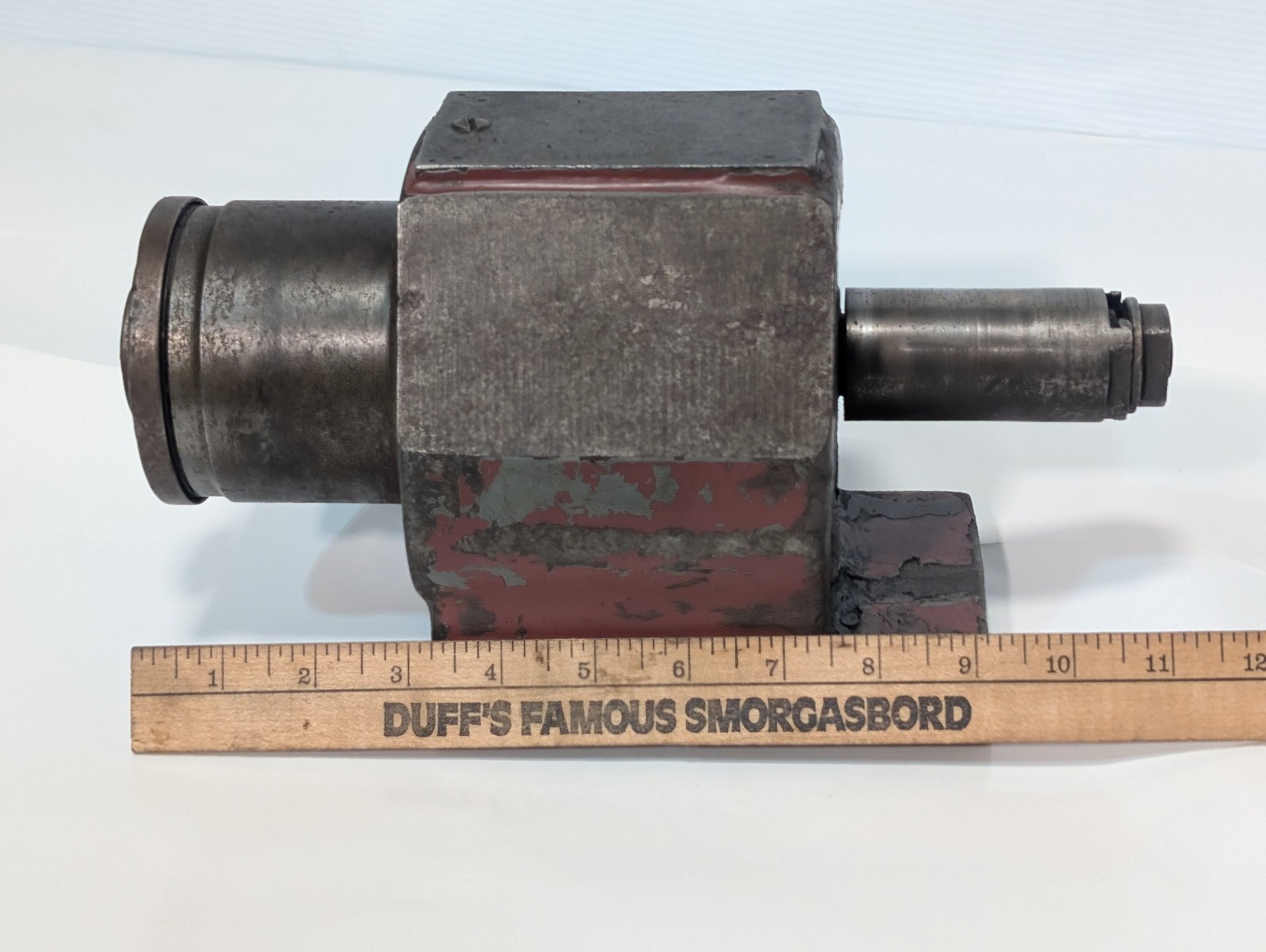 Vintage Red Head Industrial Grinding Machine Spindle Head, Unknown Model