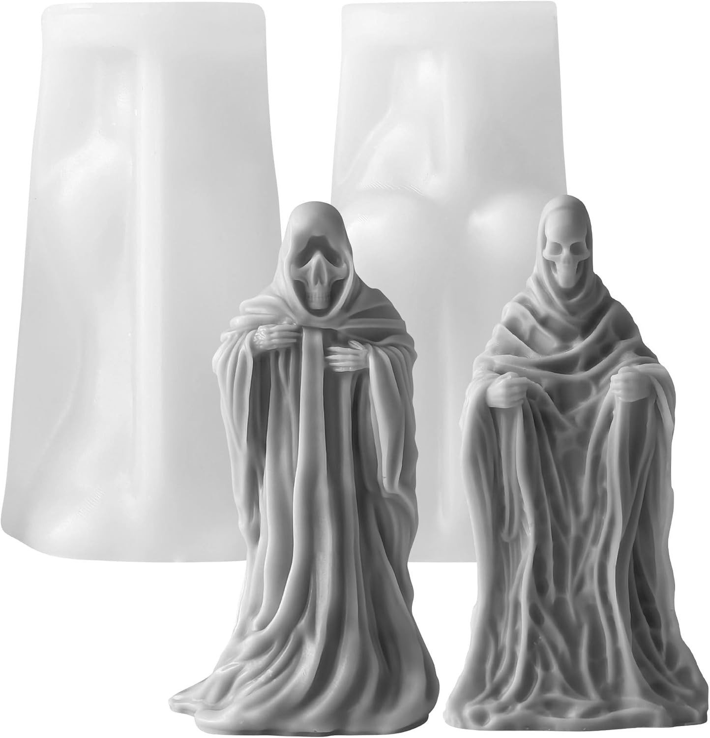 Ghost Skull Man Cylinder Candle & Resin Mold – Resin Casting Silicone Molds f…