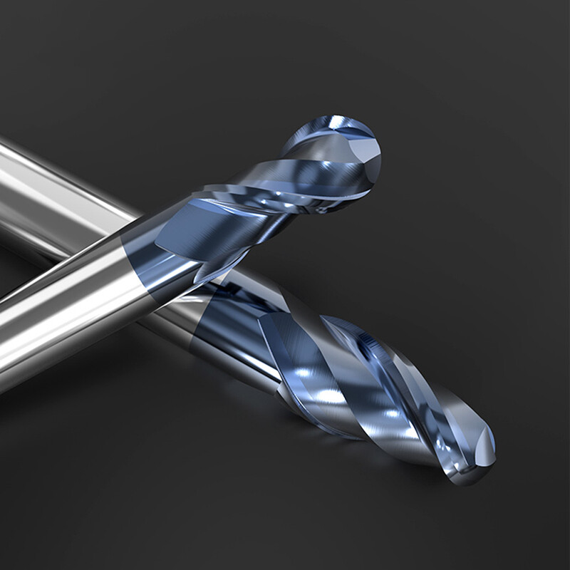 2 Flute Ball Nose End Mill Solid Carbide Milling Cutter Bit TiSiN Coating HRC45
