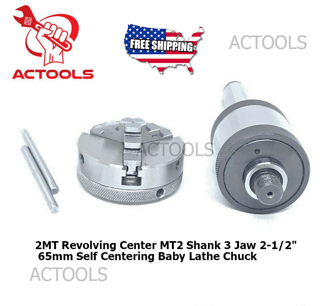 Self Centering Baby Lathe Chuck MT2 Revolving Center 2MT Shank 3 Jaw 2-1/2″ 65mm