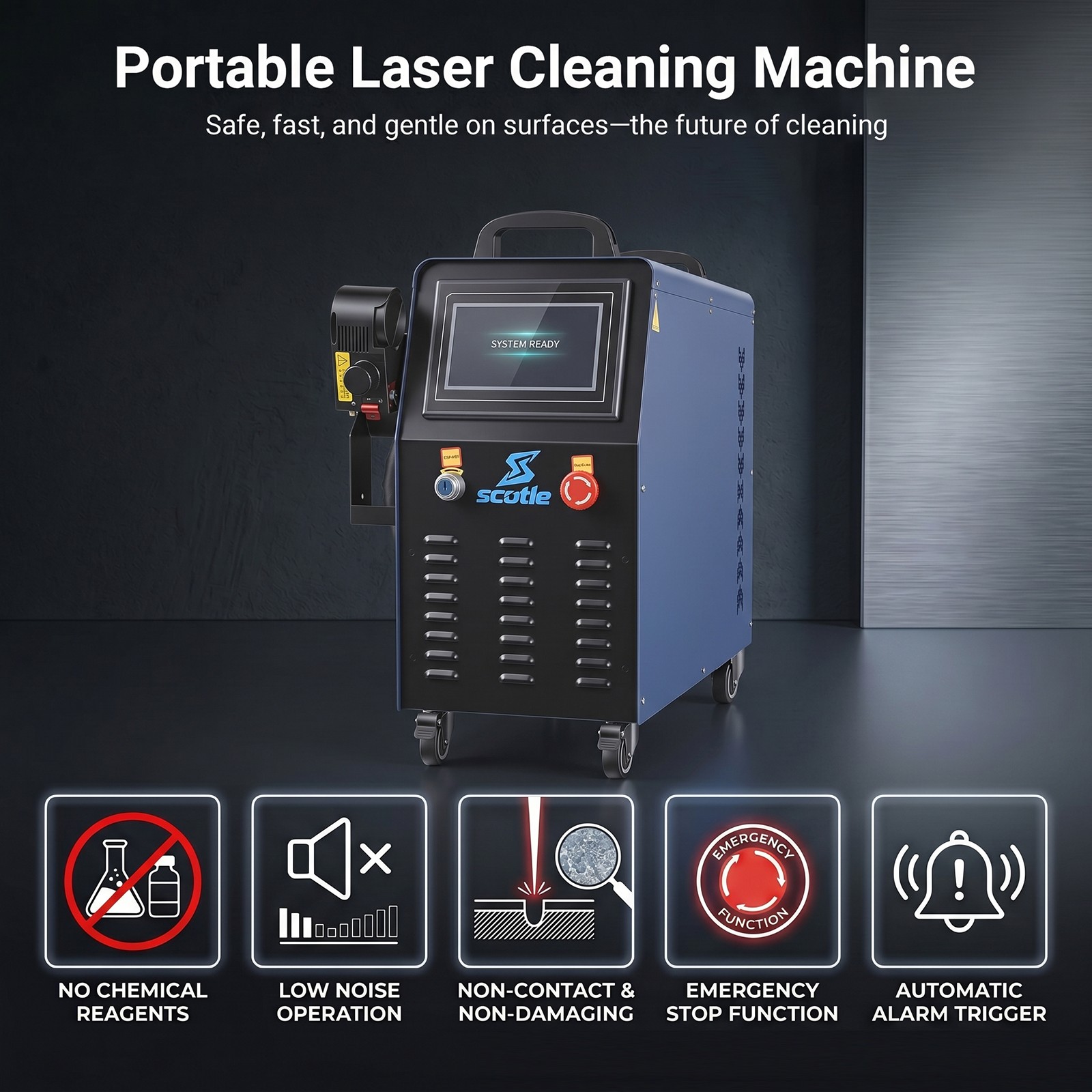 Scotle 1200W Fiber Laser Cleaning Machine Rust Paint Oxide Remover Air Cooled US