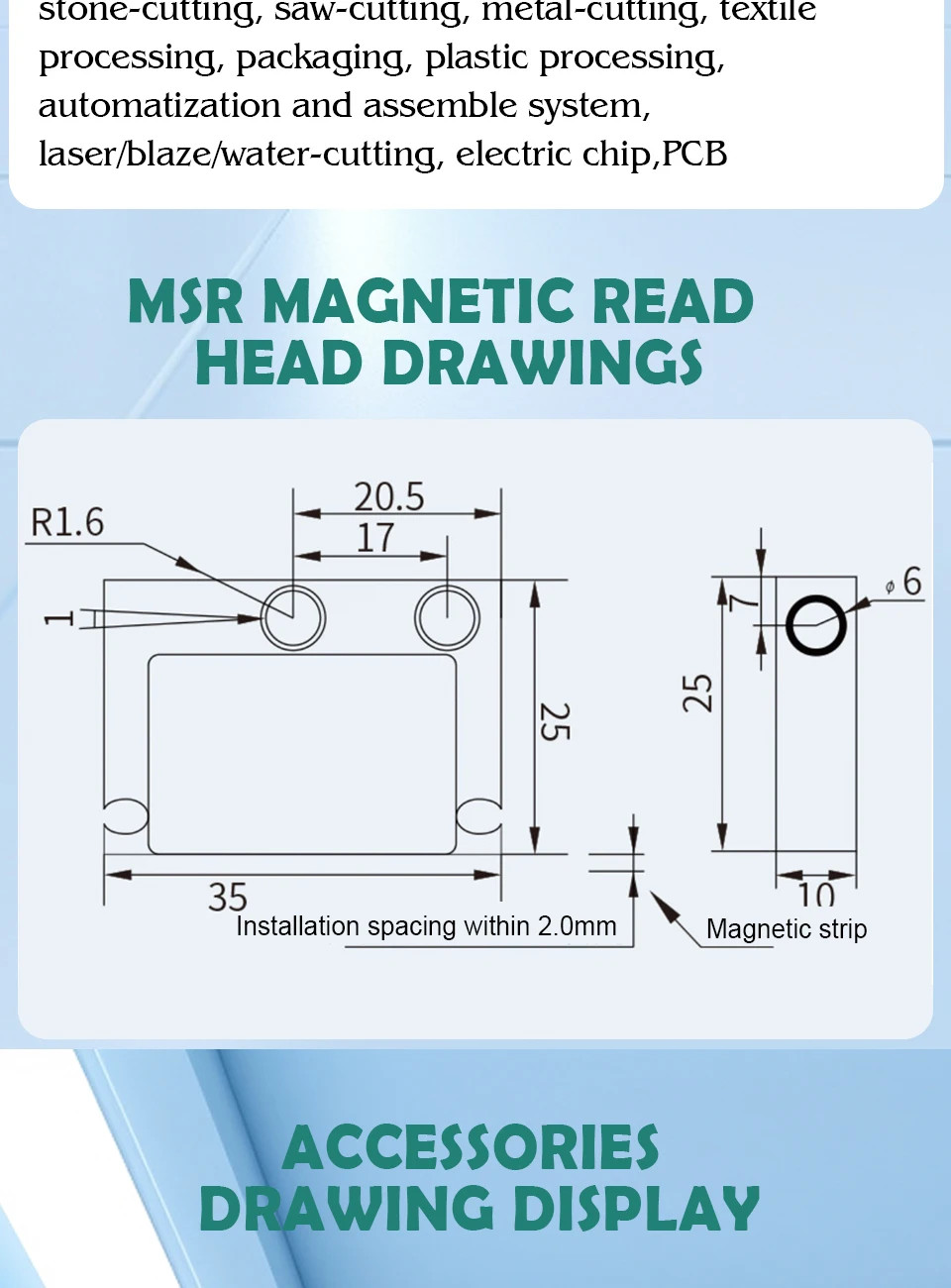 MSR5000 Magnetic Head Sensor 5VDC ±5μm/M Lathe Grinder DRO Magnetic Scale