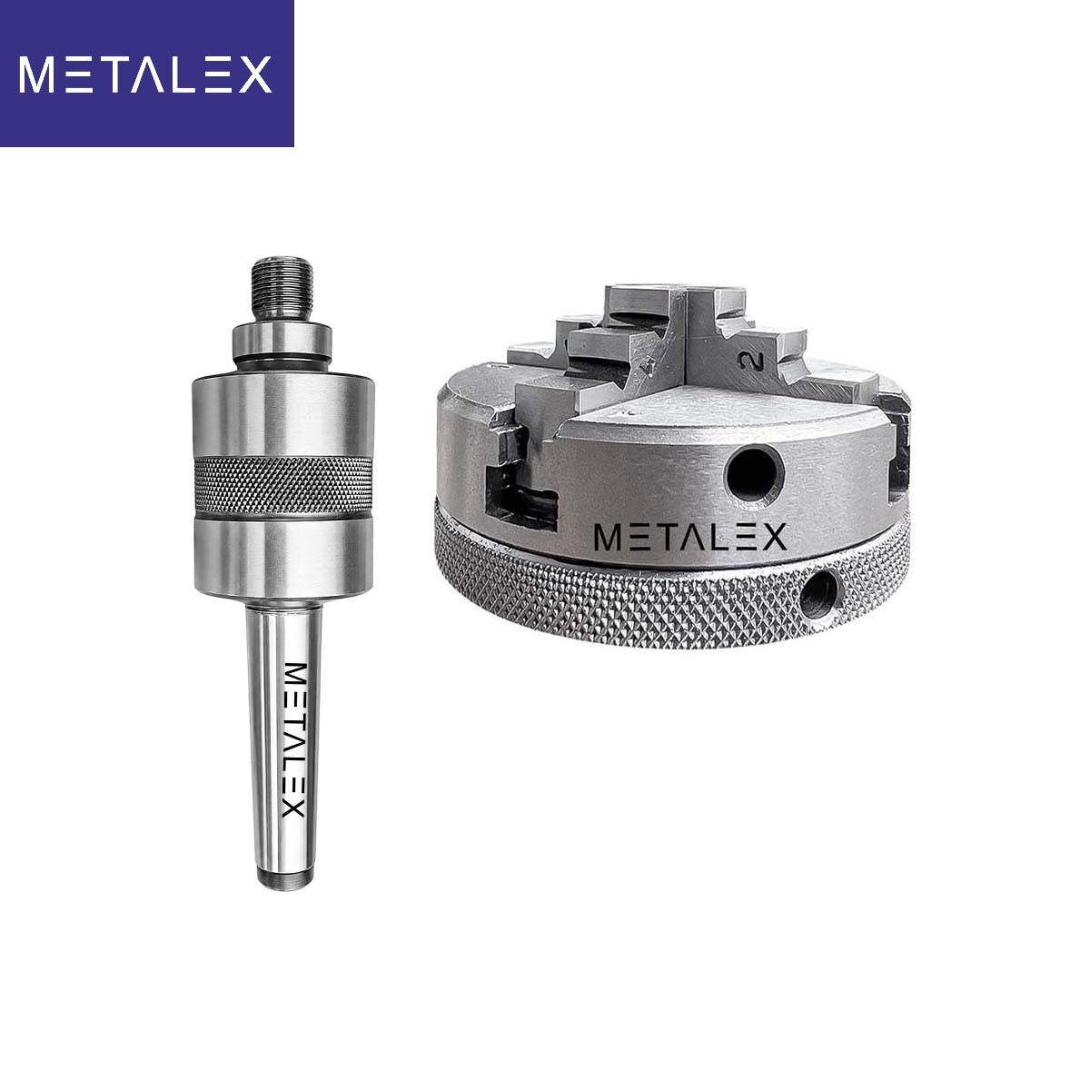 2-1/2″ 4 Jaw 2.5″ Self Centering Lathe Chuck MT1 Live Revolving Center Tailstock