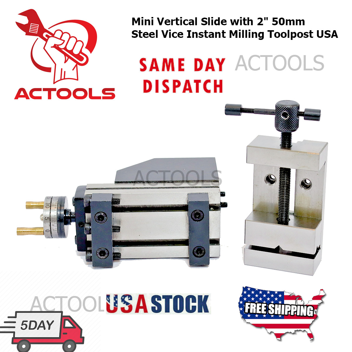 Mini Vertical Slide With 2″ 50mm Steel Vice Instant Milling Tool Post USA
