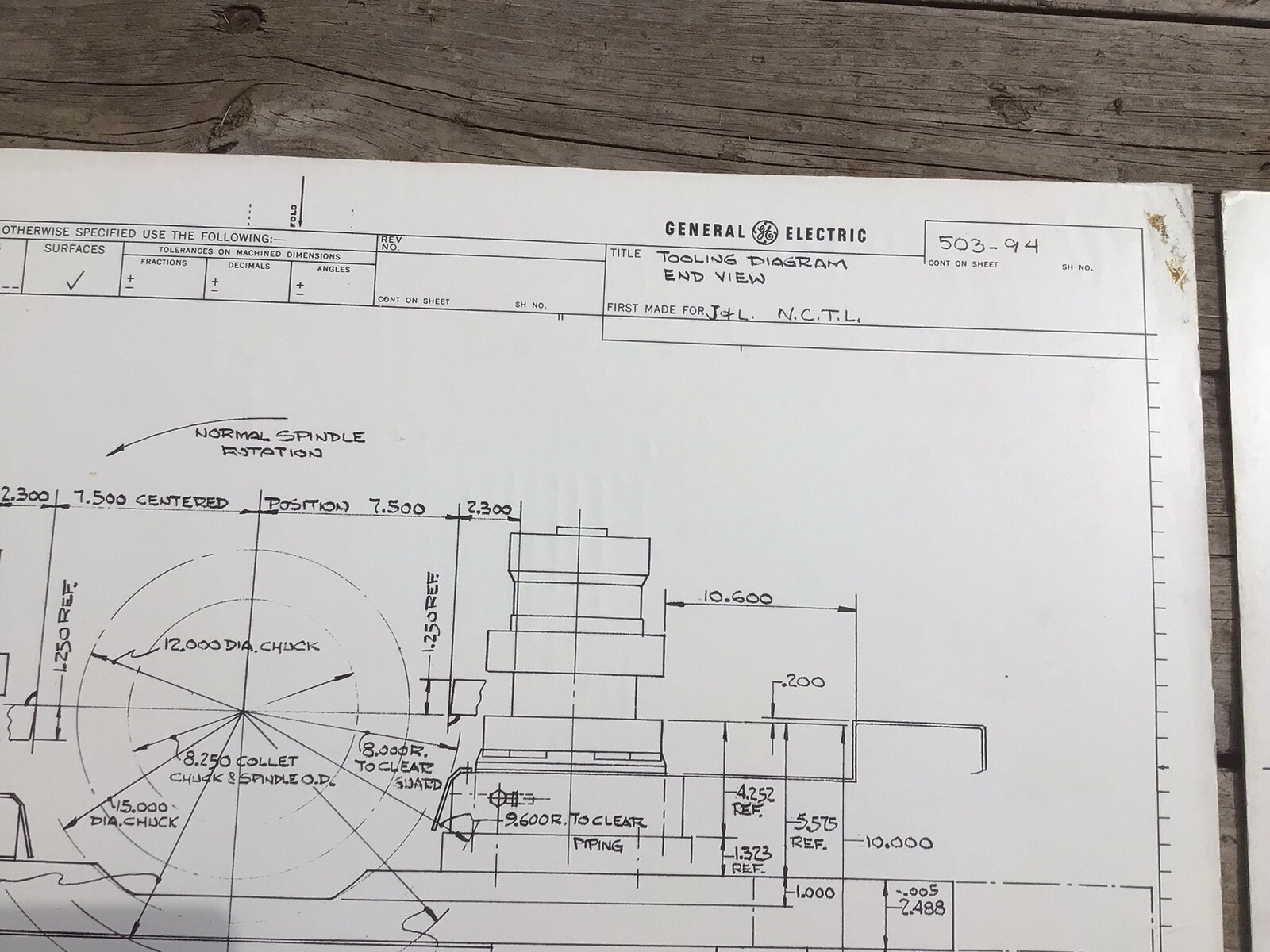 GE Engineering Drawings 1966, 22”x34”, Lathe Square Turret Lathe Tooling, Poster