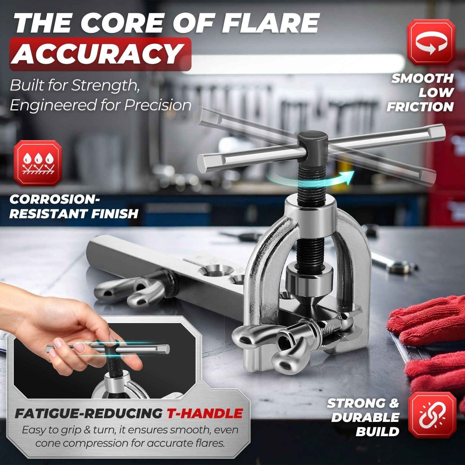 SAE 45 Degree Double Flare Brake Line Flaring Tool Kit 3/16, 1/4, 5/16, 3/8, 1/2