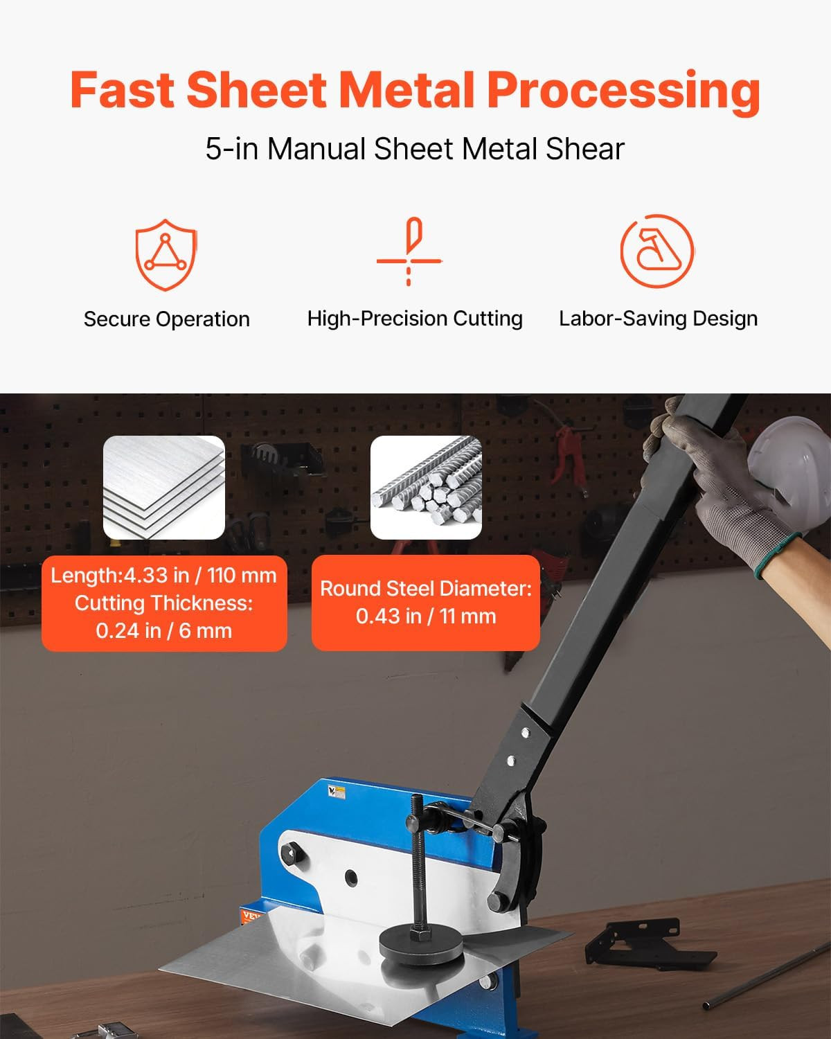 5″ Manual Metal Shear HS-5 Benchtop Cutter Heavy Duty Q235 Steel