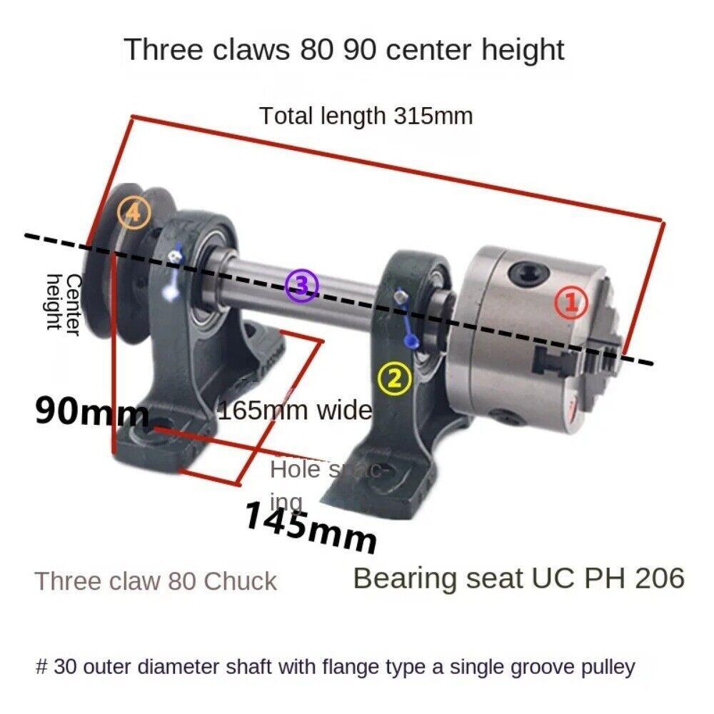 Three-Jaw Four-Jaw Chuck Tailstock Bead Set Assembly Kit Flanged Bed Spindle