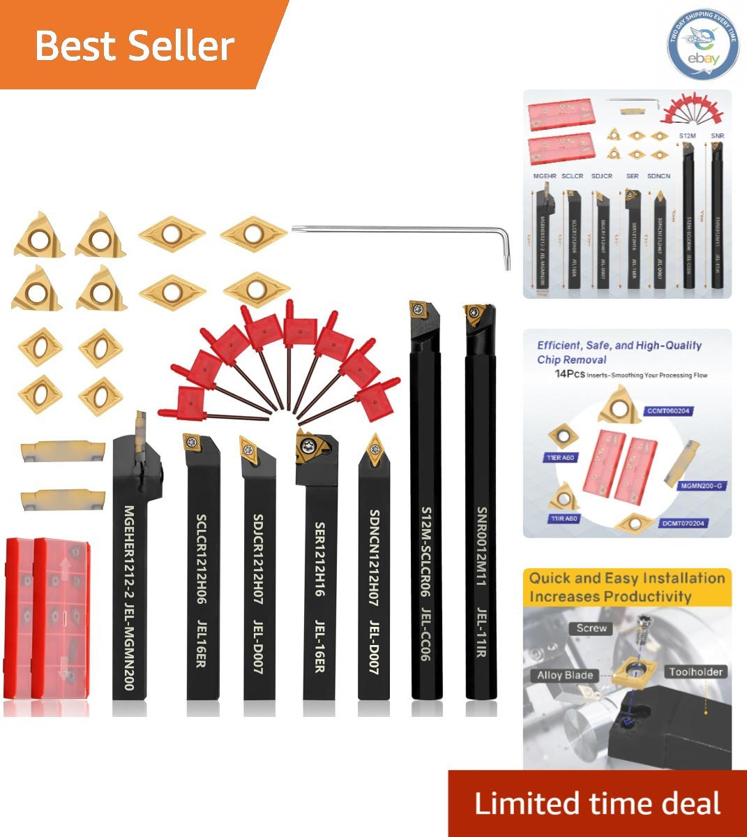 Ultimate 21-Piece Machining Tool Set – 1/2” Lathe Holders & Carbide Inserts