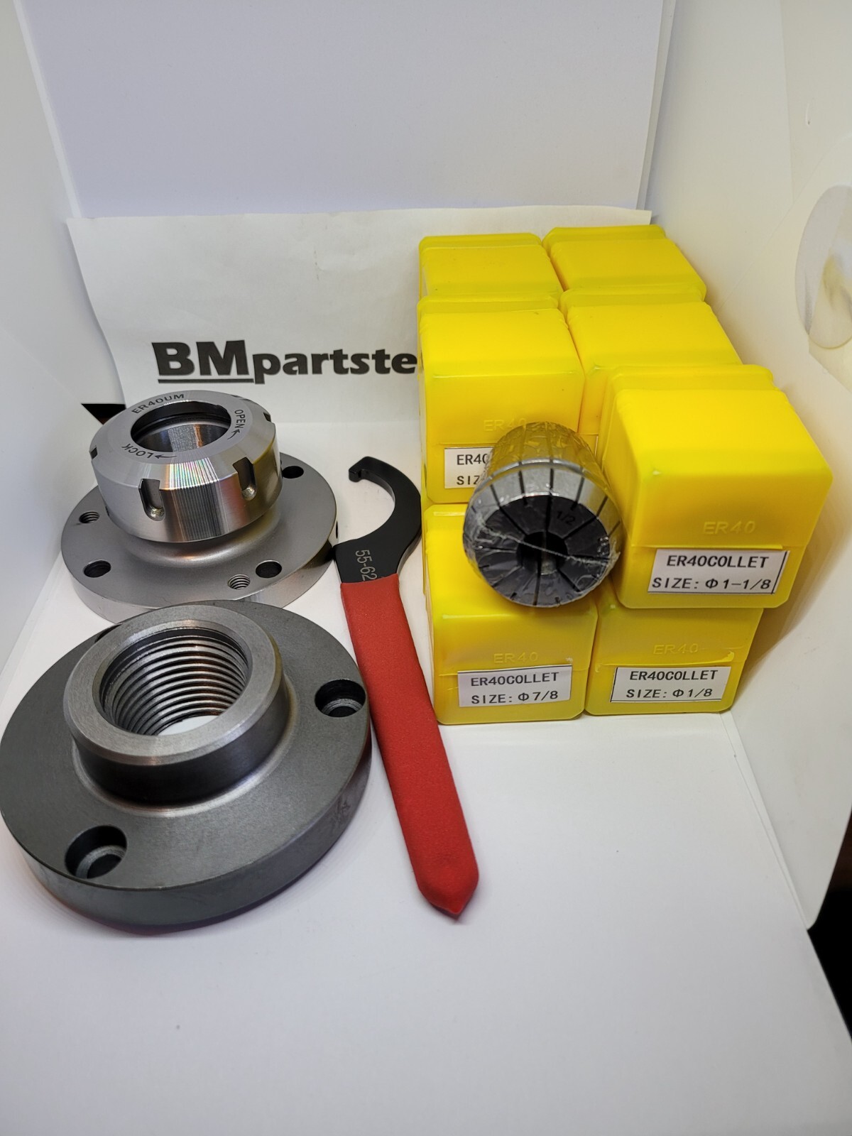 New Atlas/Craftsman ER40 Chuck & Collets with 1-1/2″-8 adapter for 9″-12″ lathes