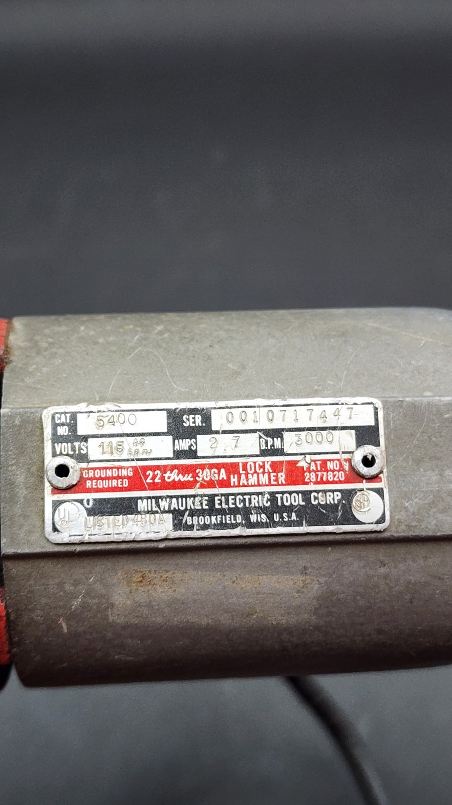 Milwaukee Model 5400 Electric Pittsburgh seam Lock Hammer made in the USA