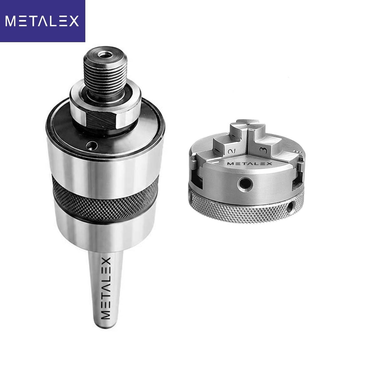 2″ 3 Jaw Self Centering Lathe Chuck MT3 Live Revolving Center Tailstock Adapter