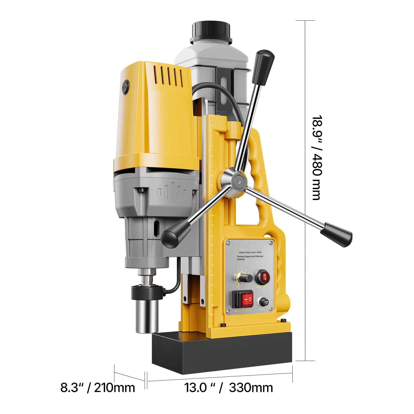 Magnetic Drill 1400W 2922 lbf Mag Drill Press 2 in Boring Diameter 0-750 RPM